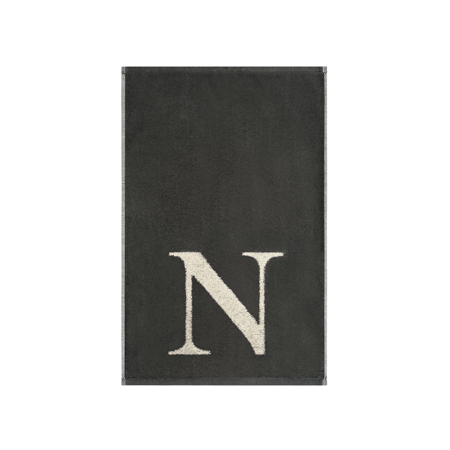 2er Set - Kleines Handtuch mit Buchstabe "N" – Natur / Dunkelgrau