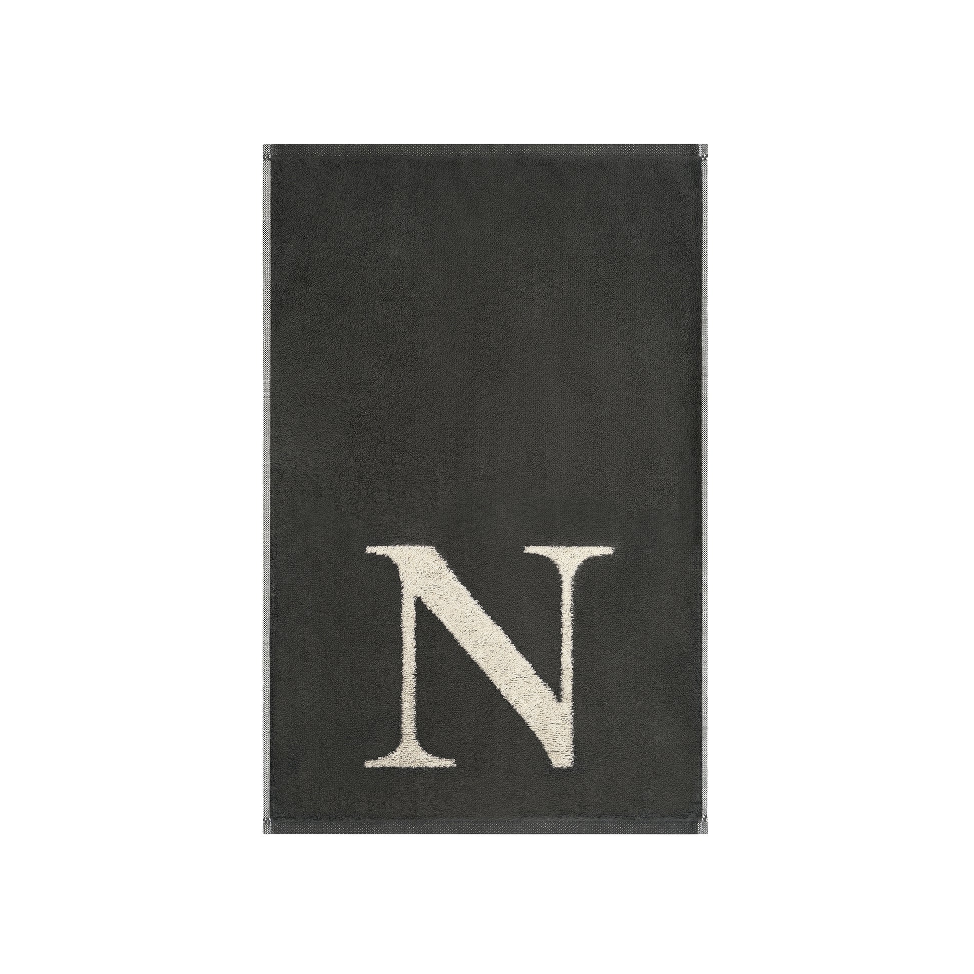 2er Set - Kleines Handtuch mit Buchstabe "N" – Natur / Dunkelgrau