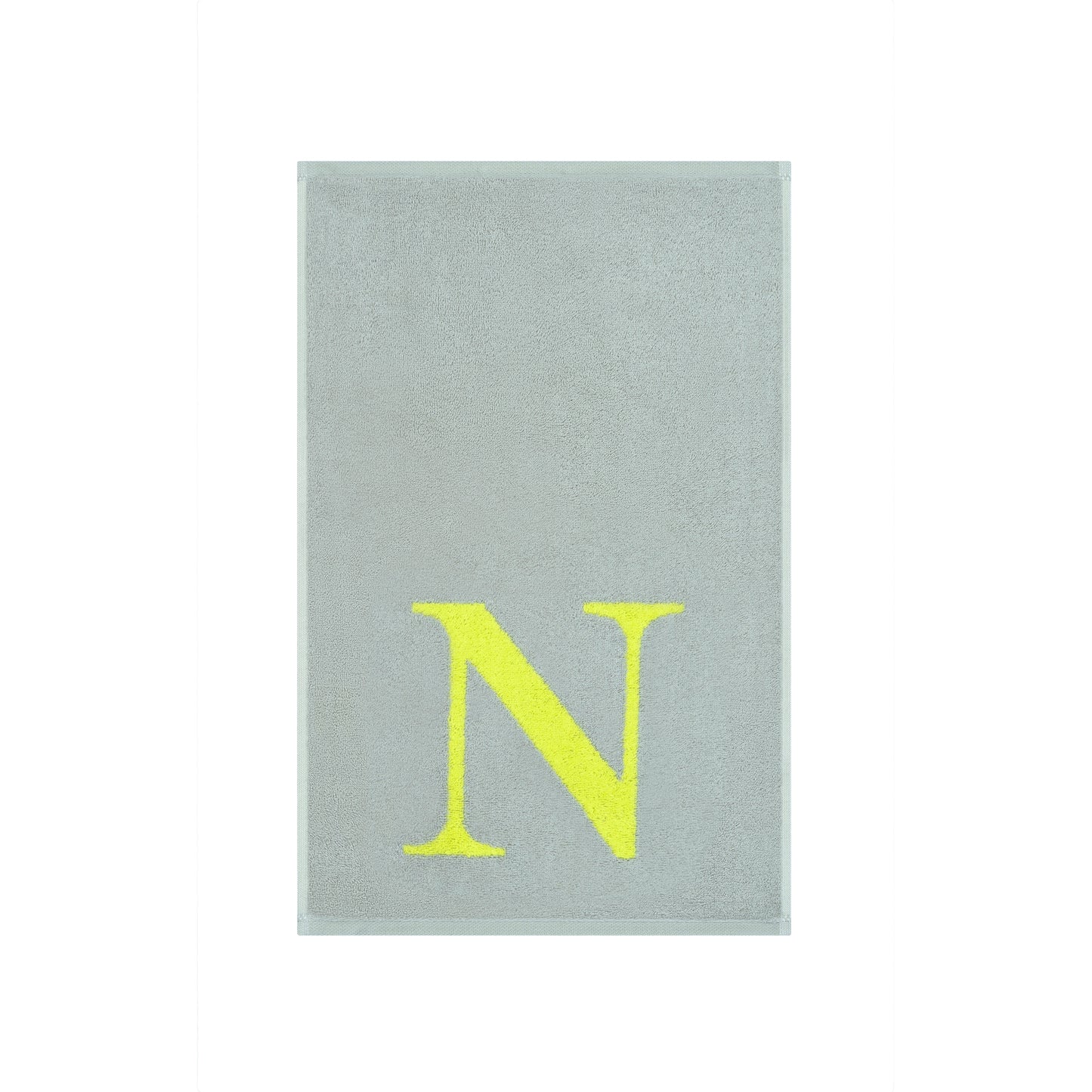 2er Set - Kleines Handtuch mit Buchstabe "N" – Silber / Lime