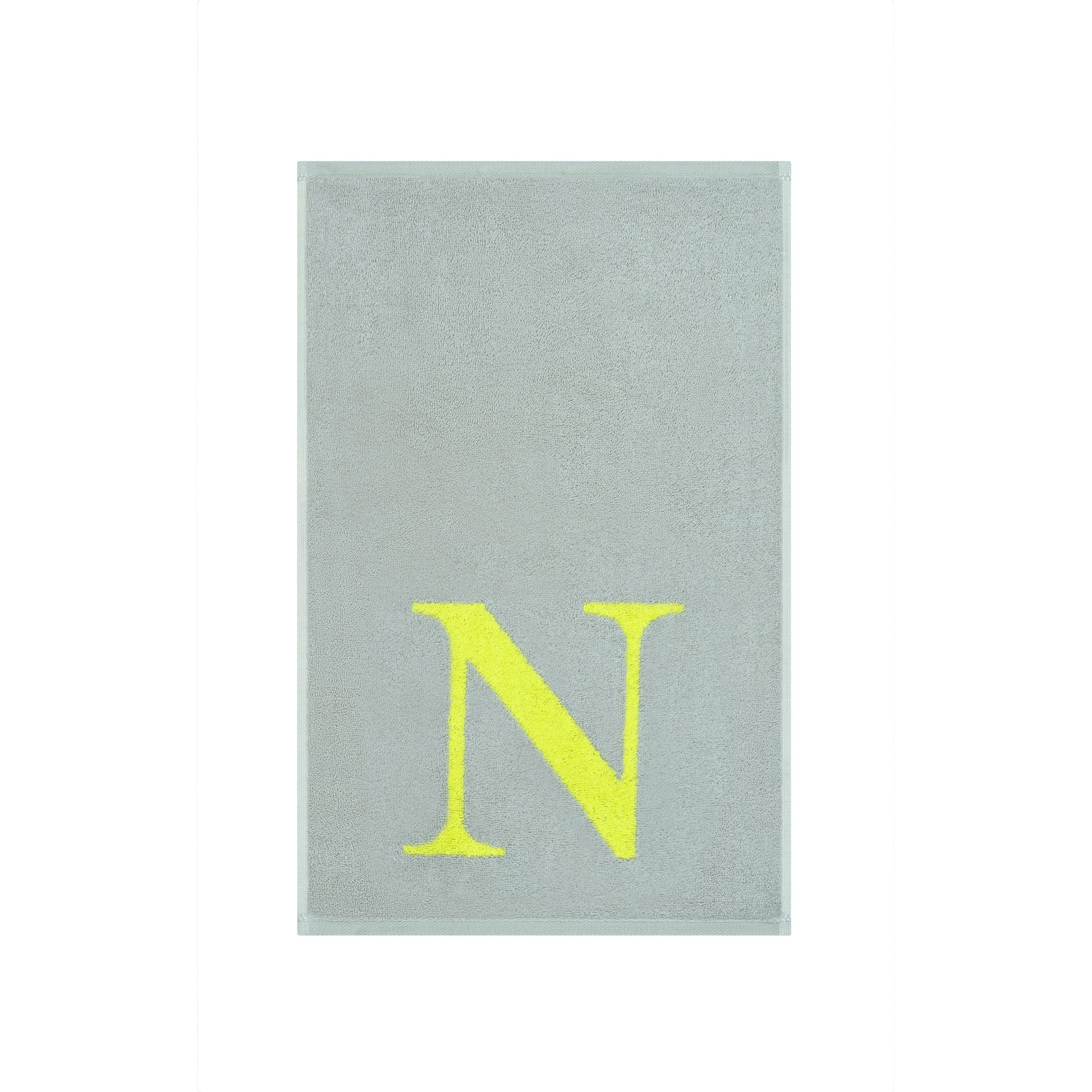 2er Set - Kleines Handtuch mit Buchstabe "N" – Silber / Lime