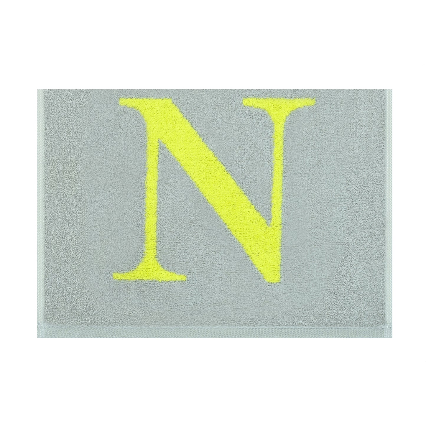 2er Set - Kleines Handtuch mit Buchstabe "N" – Silber / Lime