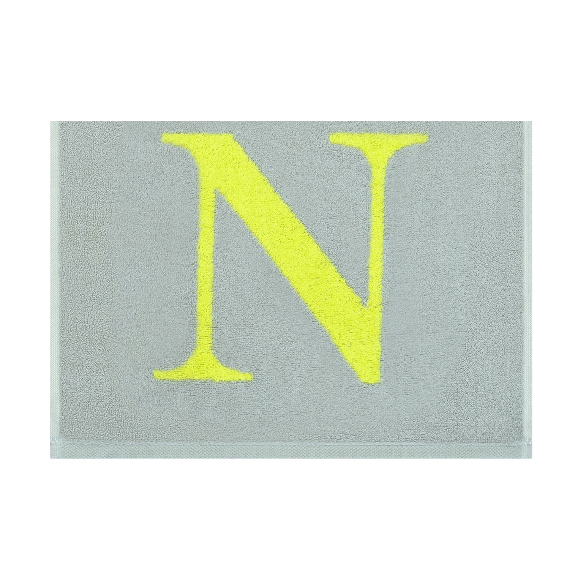 2er Set - Kleines Handtuch mit Buchstabe "N" – Silber / Lime