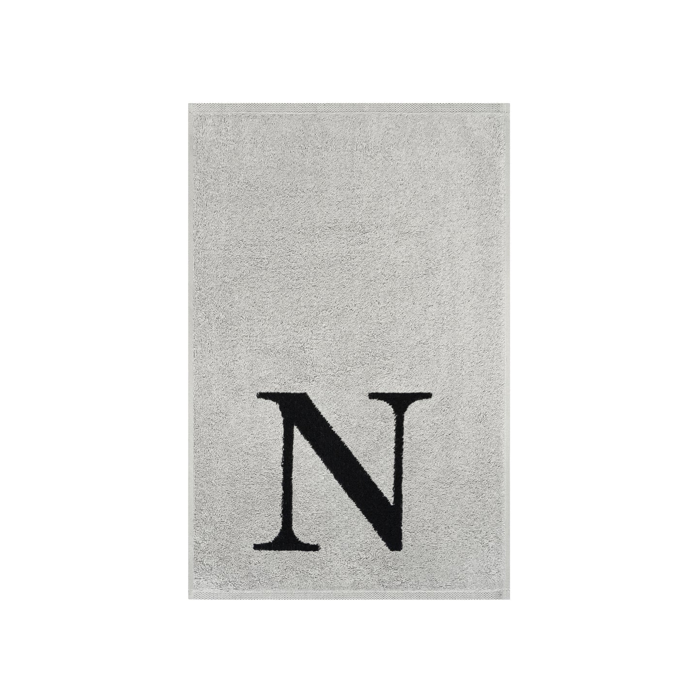 2er Set - Kleines Handtuch mit Buchstabe "N" – Silber / Schwarz