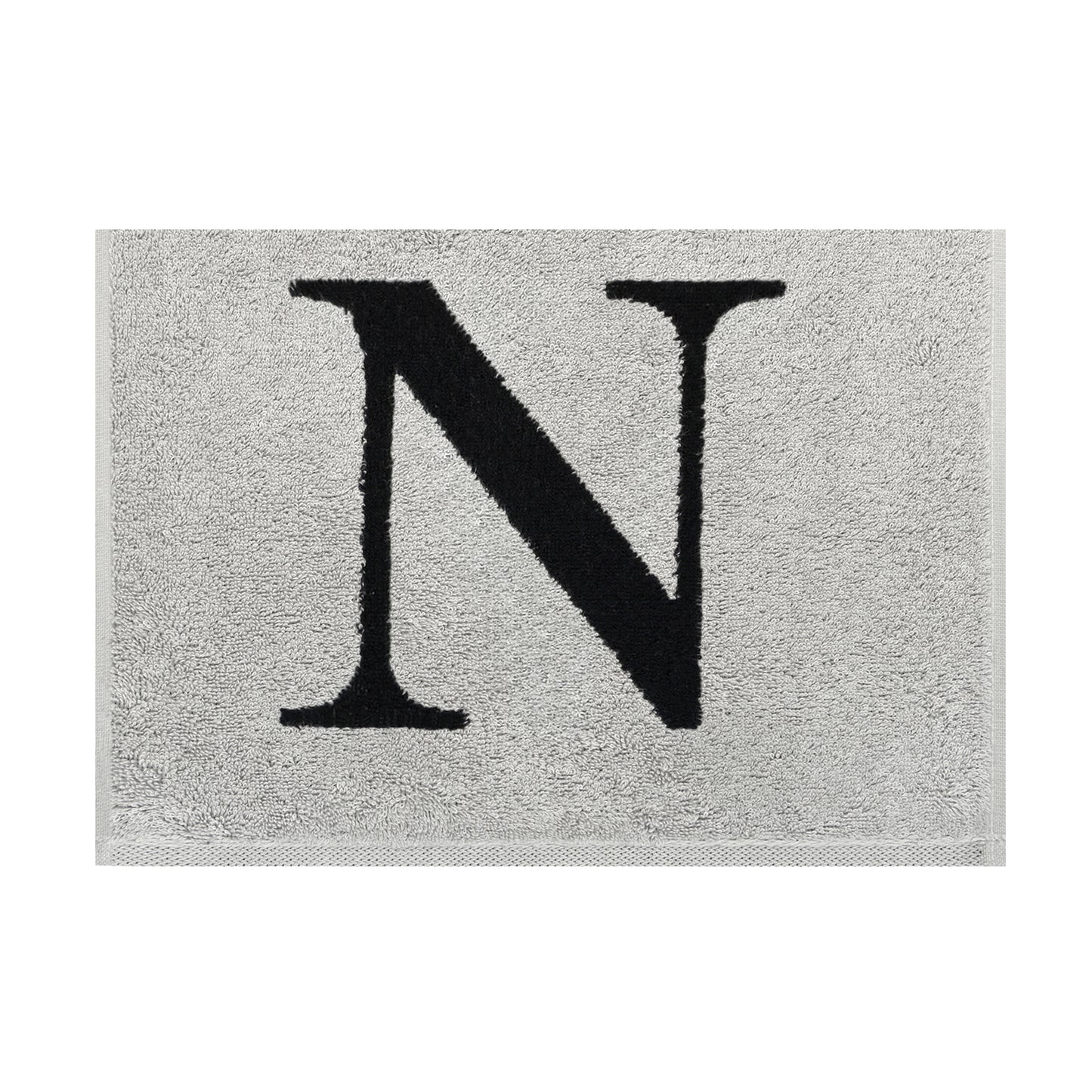 2er Set - Kleines Handtuch mit Buchstabe "N" – Silber / Schwarz