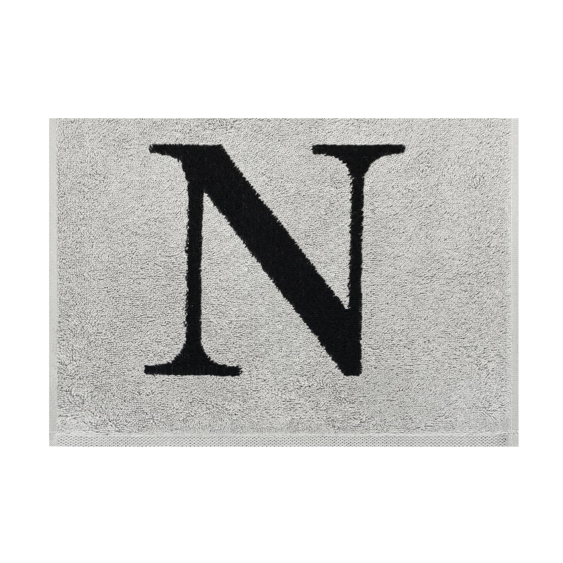 2er Set - Kleines Handtuch mit Buchstabe "N" – Silber / Schwarz
