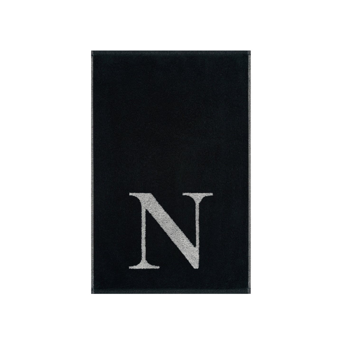 2er Set - Kleines Handtuch mit Buchstabe "N" – Silber / Schwarz