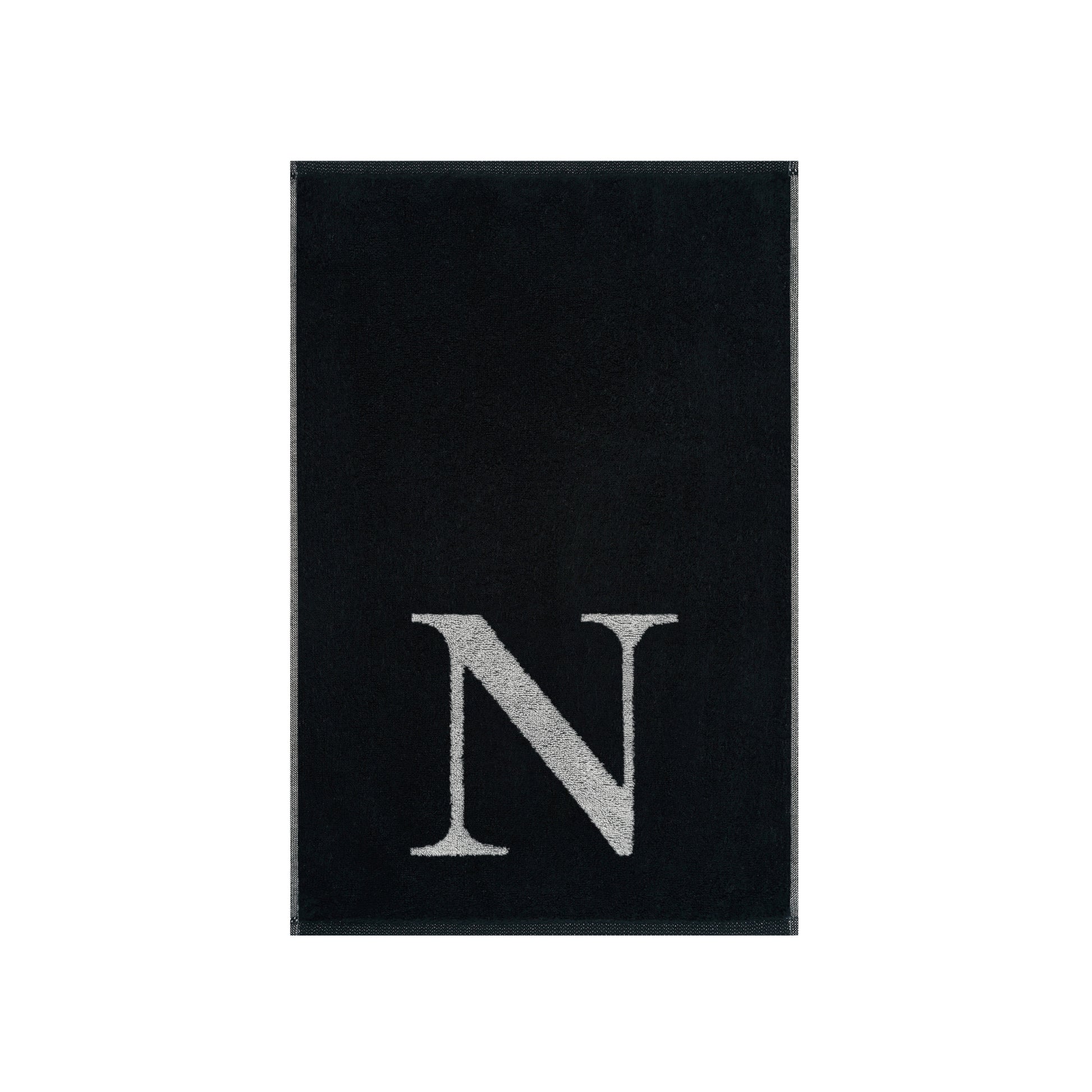 2er Set - Kleines Handtuch mit Buchstabe "N" – Silber / Schwarz