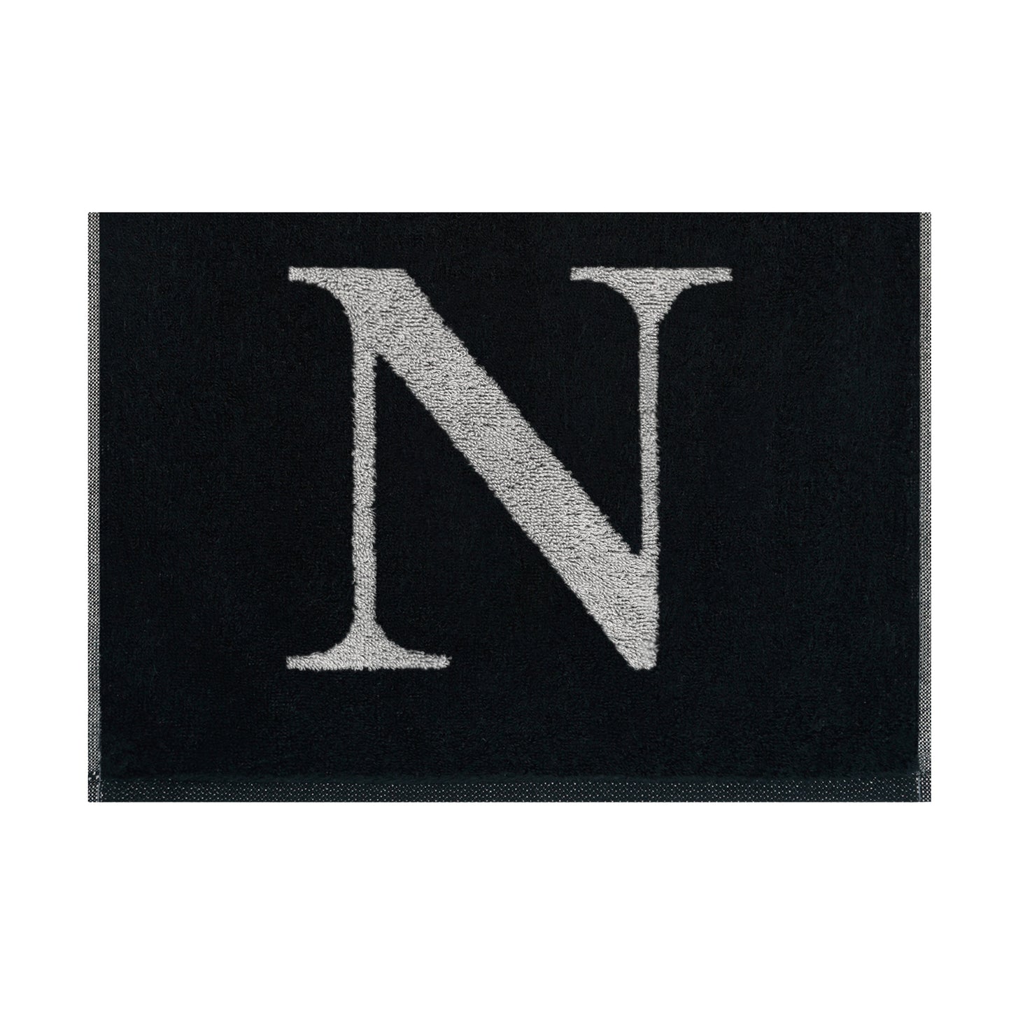 2er Set - Kleines Handtuch mit Buchstabe "N" – Silber / Schwarz