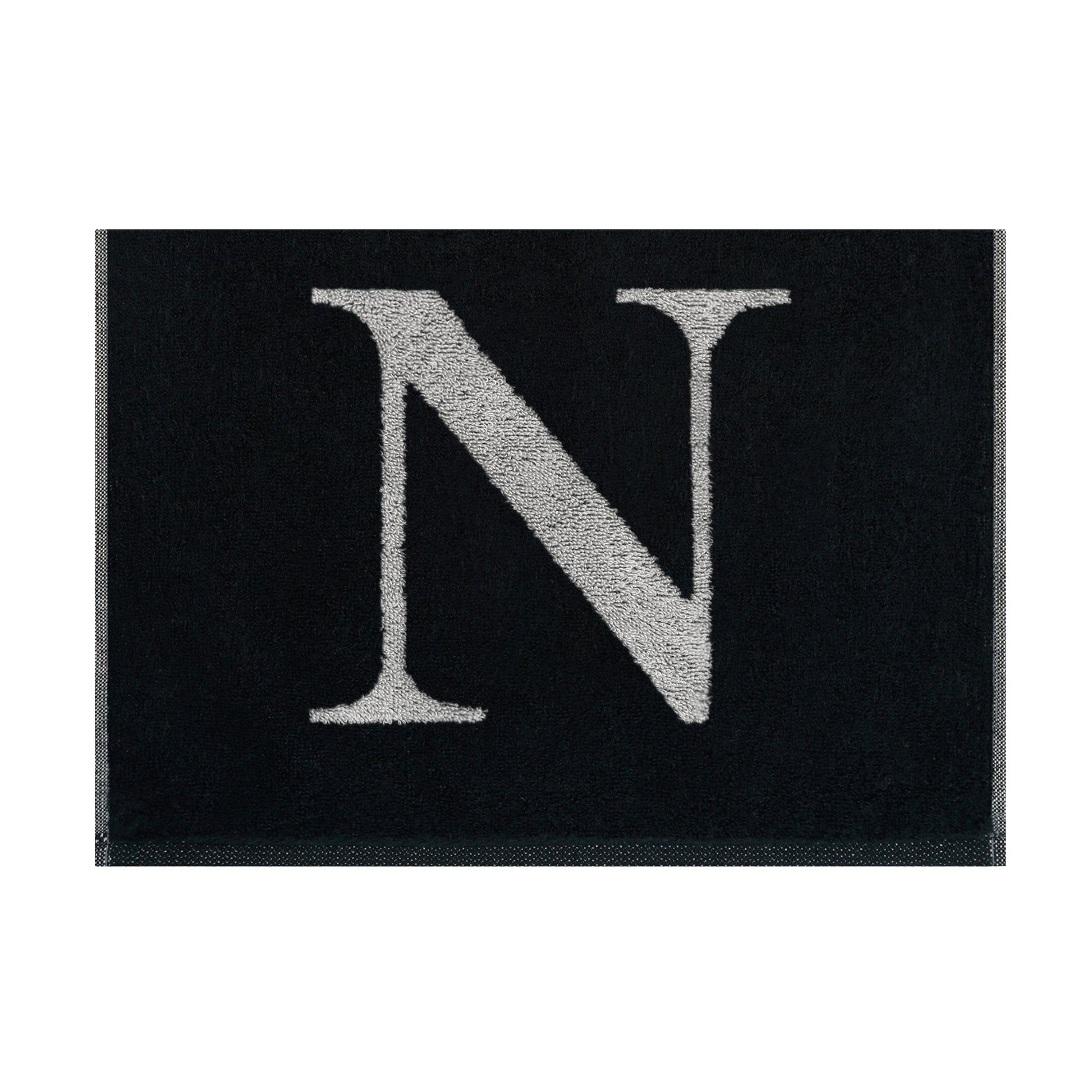 2er Set - Kleines Handtuch mit Buchstabe "N" – Silber / Schwarz