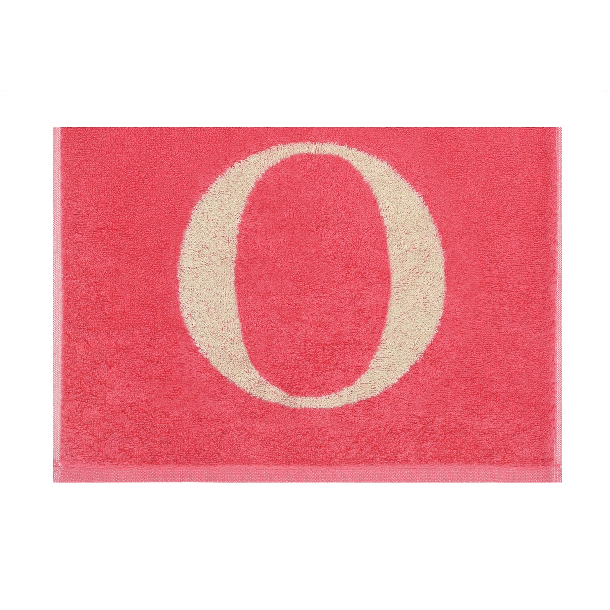 2er Set - Kleines Handtuch mit Buchstabe "O" – Natur / Pink / Orange