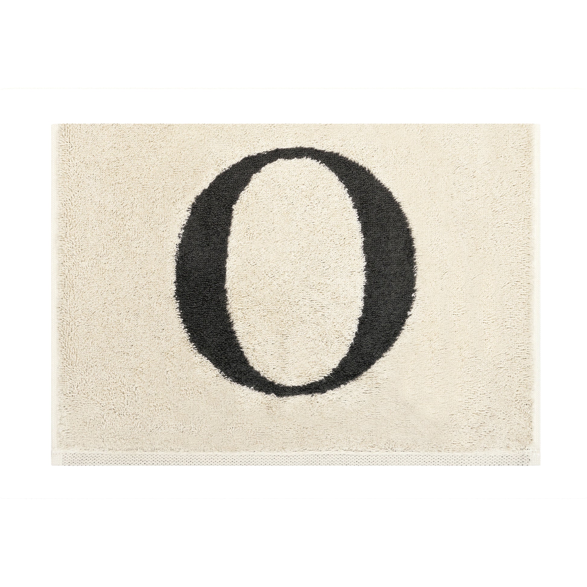 2er Set - Kleines Handtuch mit Buchstabe "O" – Natur / Dunkelgrau