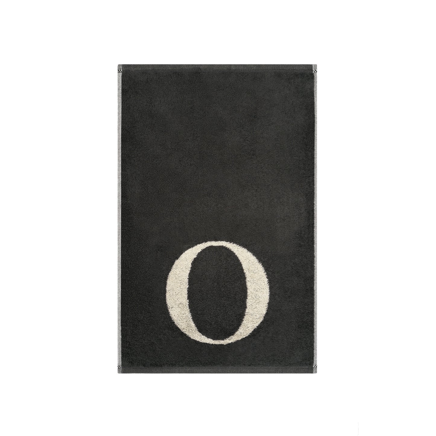 2er Set - Kleines Handtuch mit Buchstabe "O" – Natur / Dunkelgrau