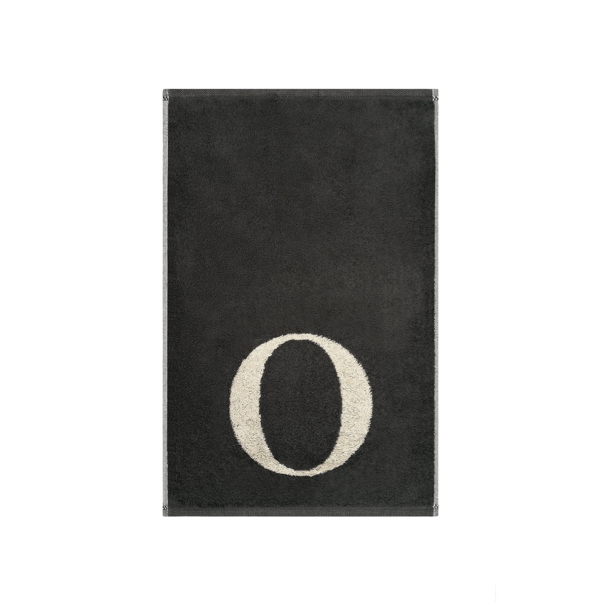 2er Set - Kleines Handtuch mit Buchstabe "O" – Natur / Dunkelgrau