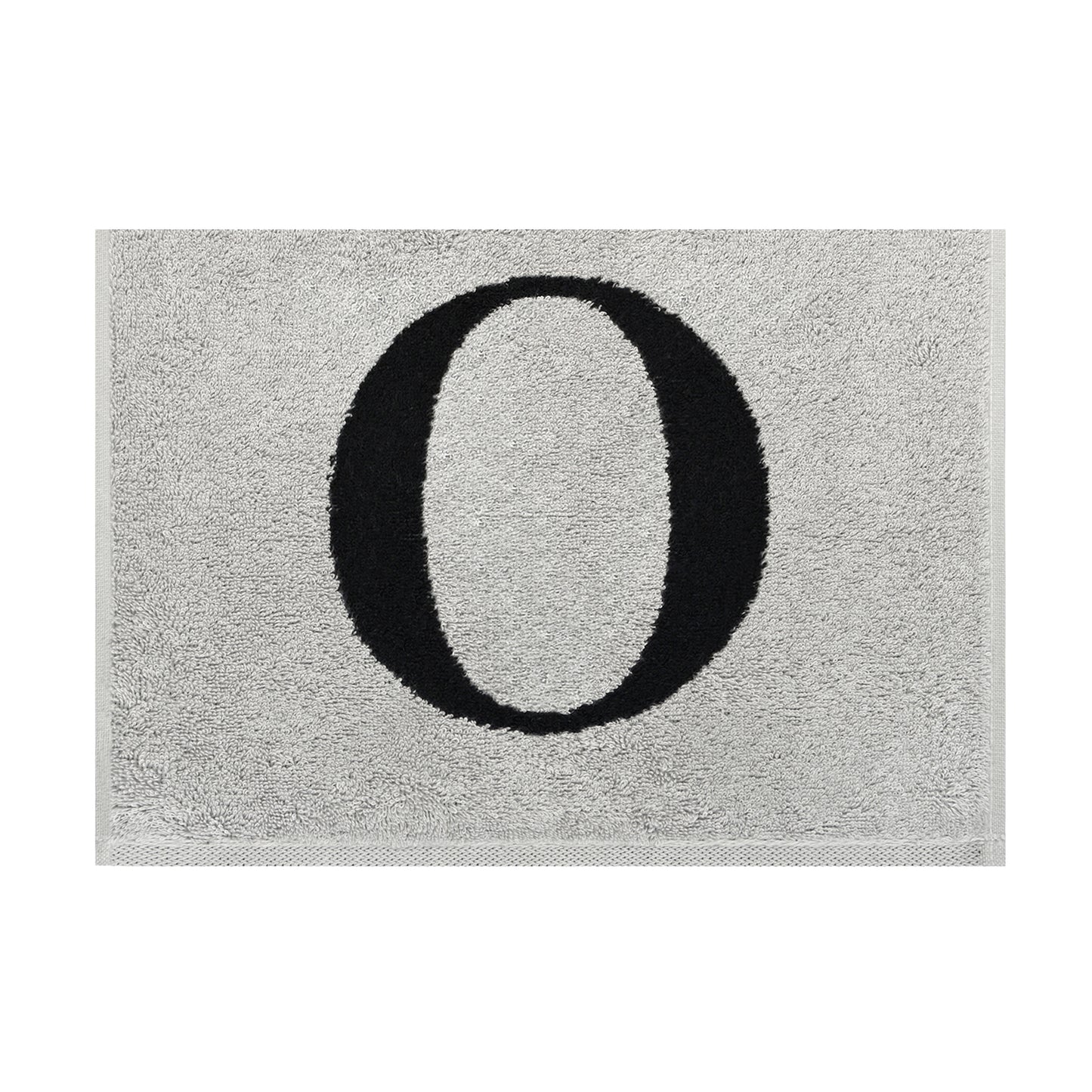 2er Set - Kleines Handtuch mit Buchstabe "O" – Silber / Schwarz
