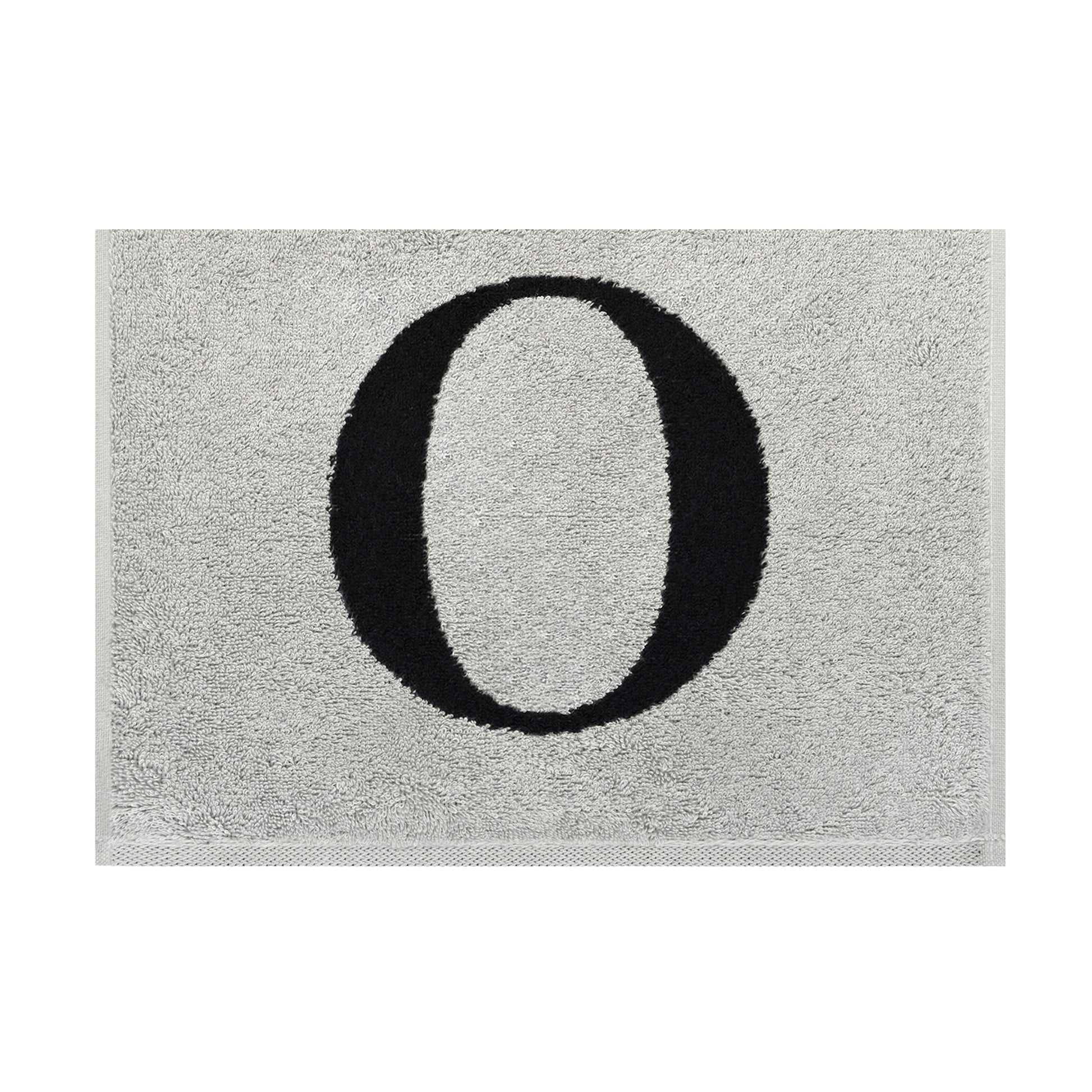 2er Set - Kleines Handtuch mit Buchstabe "O" – Silber / Schwarz