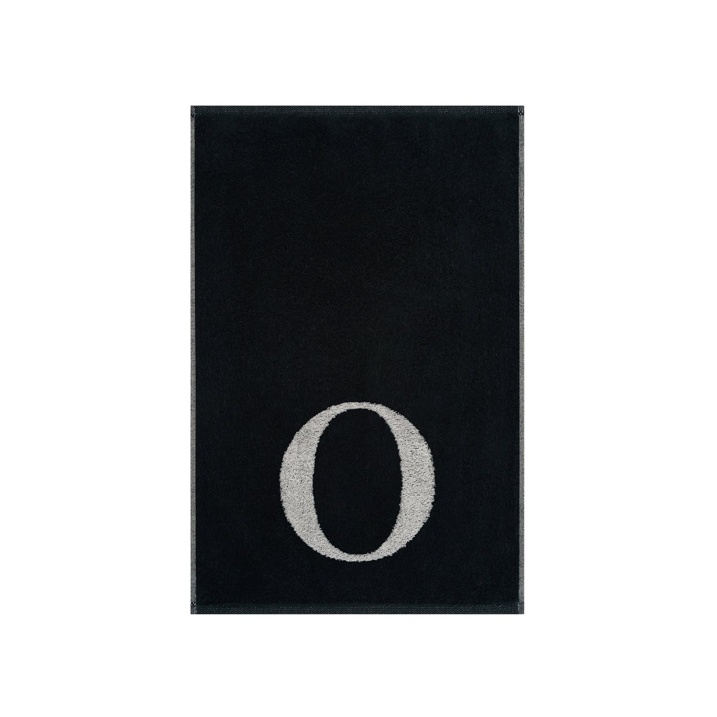 2er Set - Kleines Handtuch mit Buchstabe "O" – Silber / Schwarz