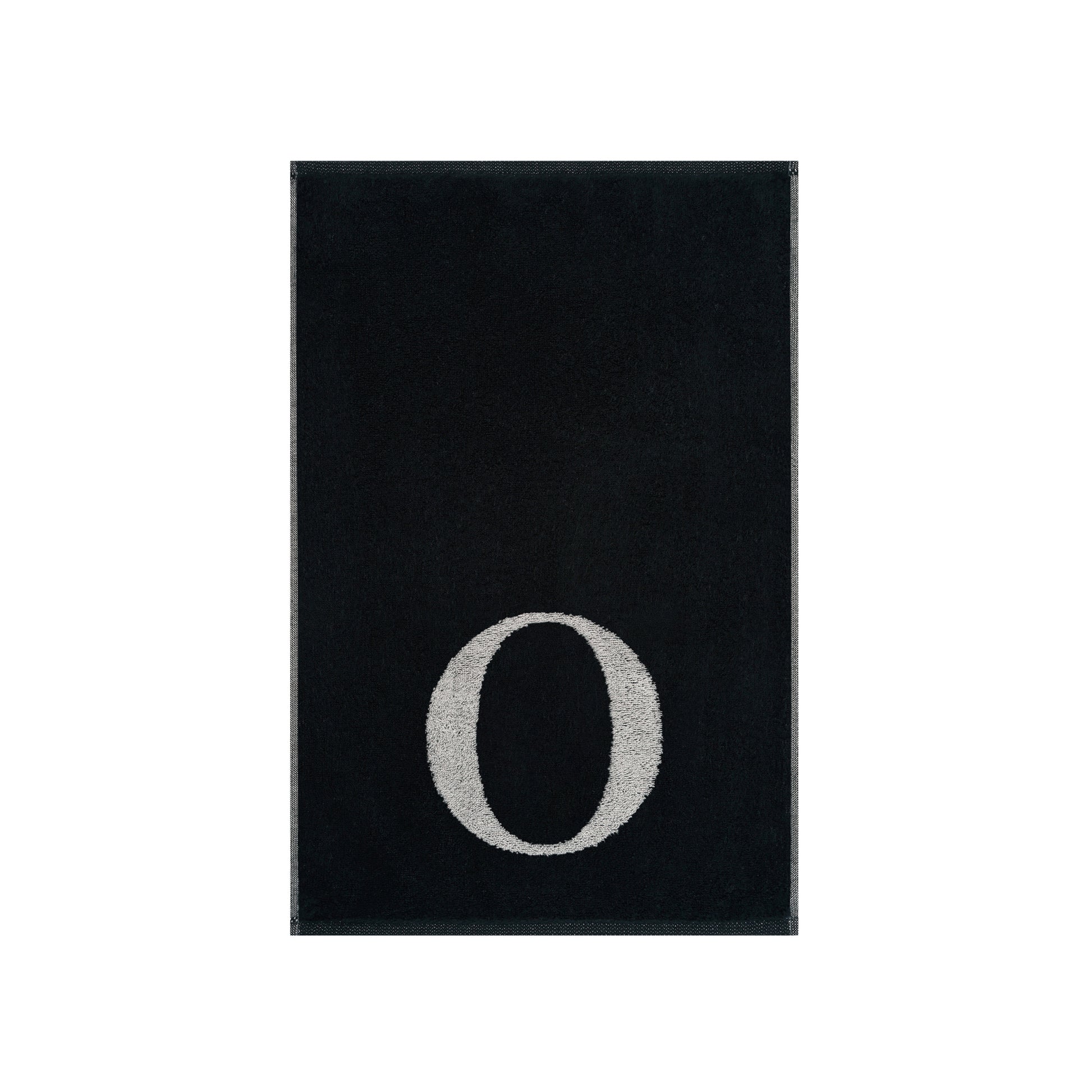 2er Set - Kleines Handtuch mit Buchstabe "O" – Silber / Schwarz