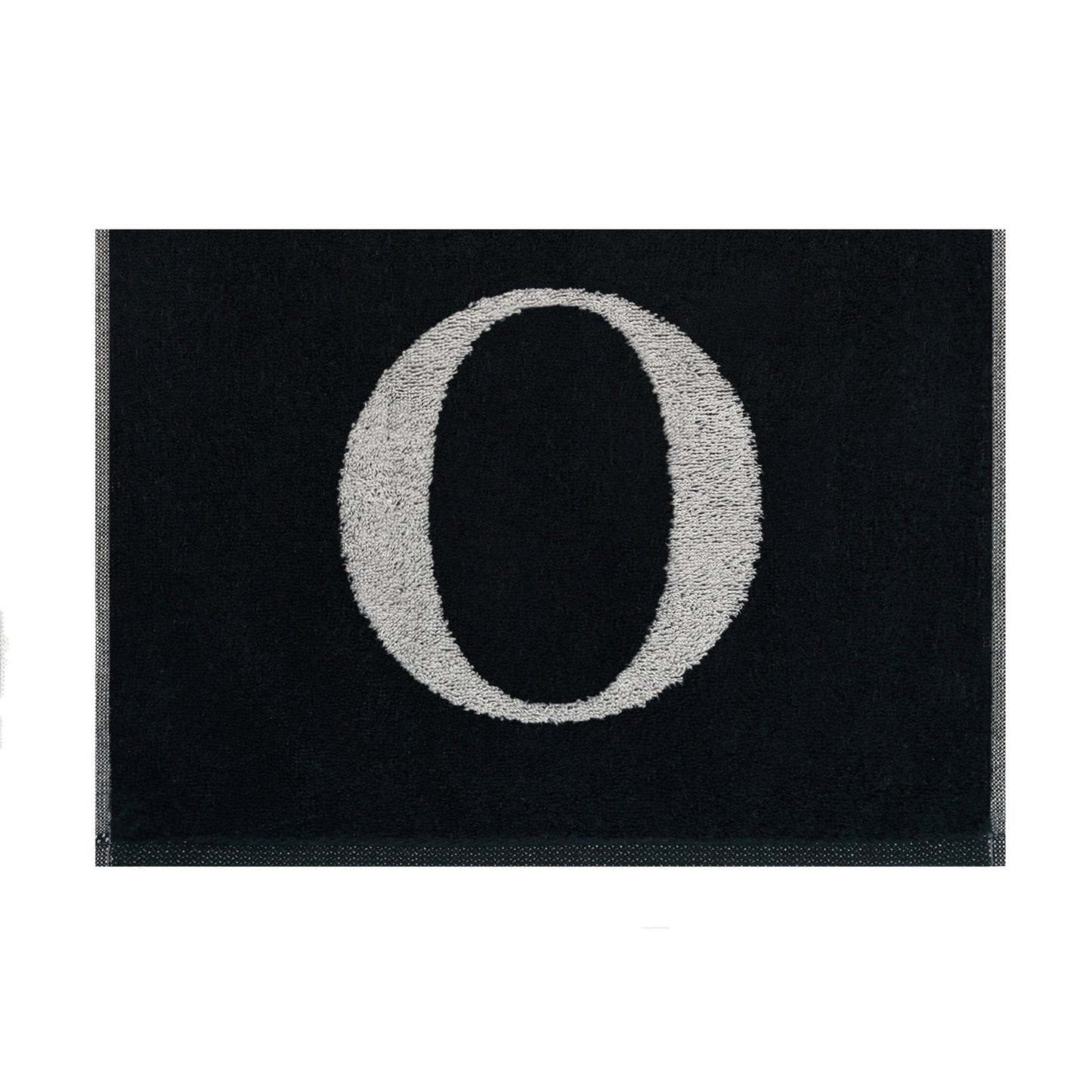 2er Set - Kleines Handtuch mit Buchstabe "O" – Silber / Schwarz