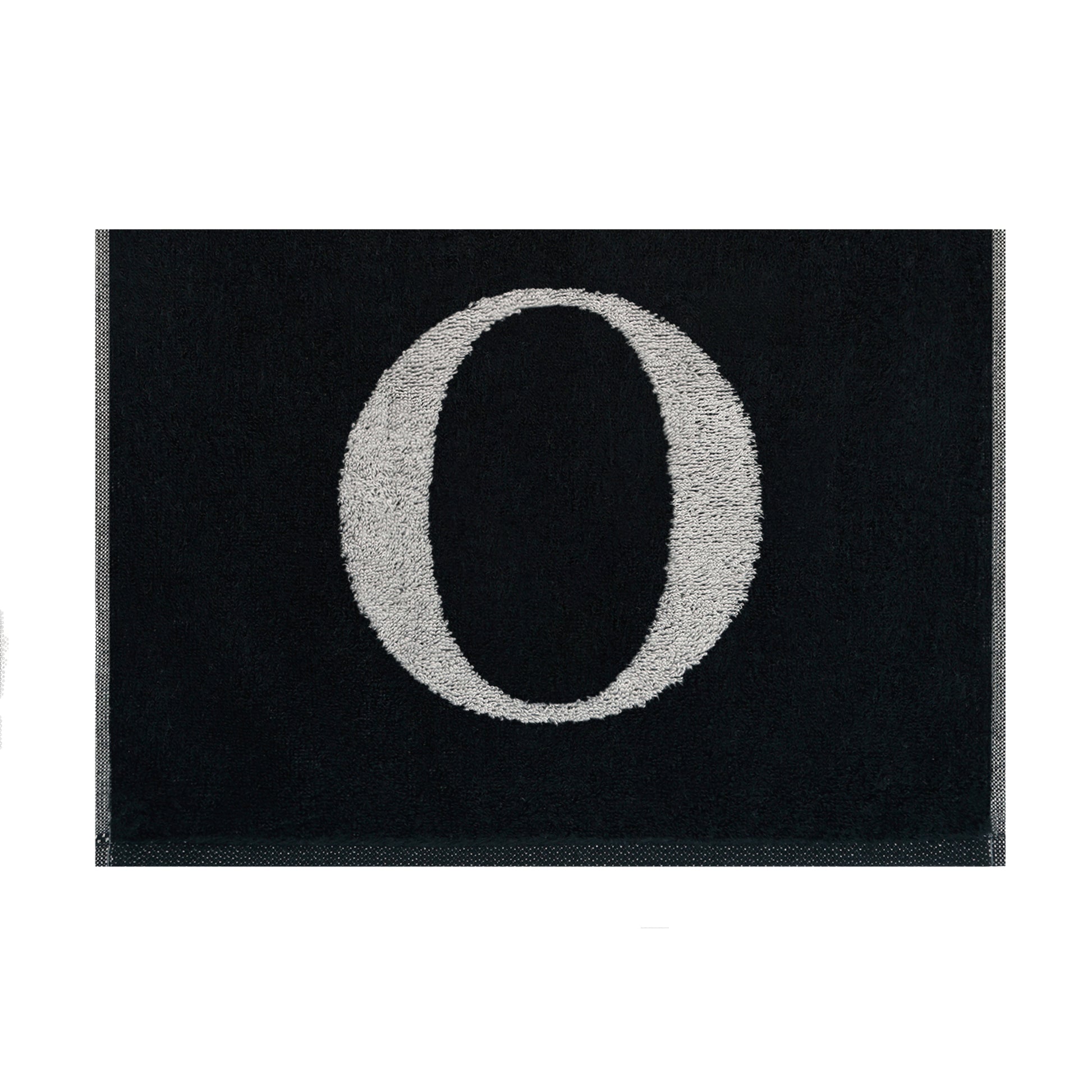 2er Set - Kleines Handtuch mit Buchstabe "O" – Silber / Schwarz