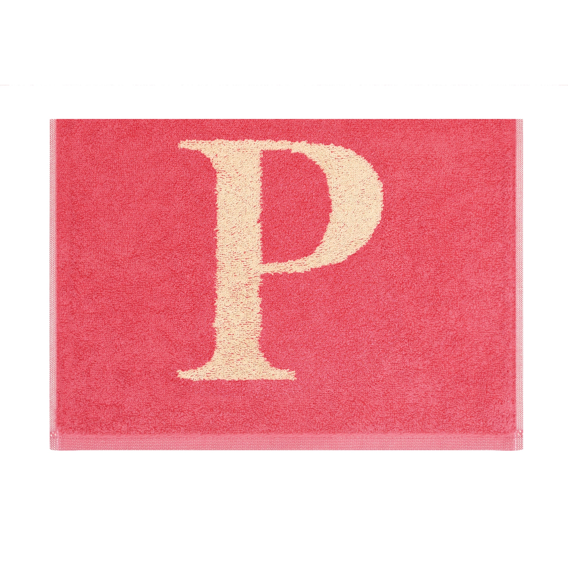 2er Set - Kleines Handtuch mit Buchstabe "P" – Natur / Pink / Orange