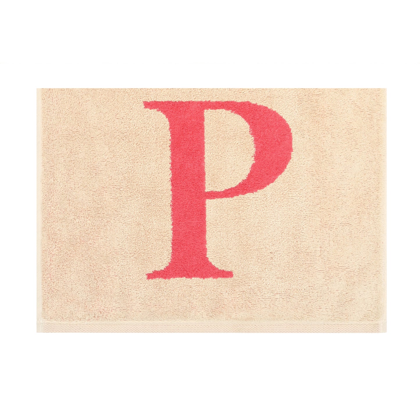 2er Set - Kleines Handtuch mit Buchstabe "P" – Natur / Pink / Orange