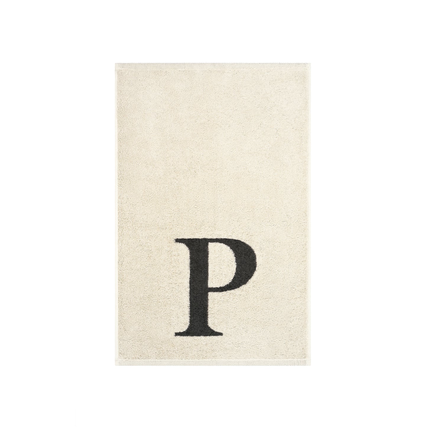 2er Set - Kleines Handtuch mit Buchstabe "P" – Natur / Dunkelgrau