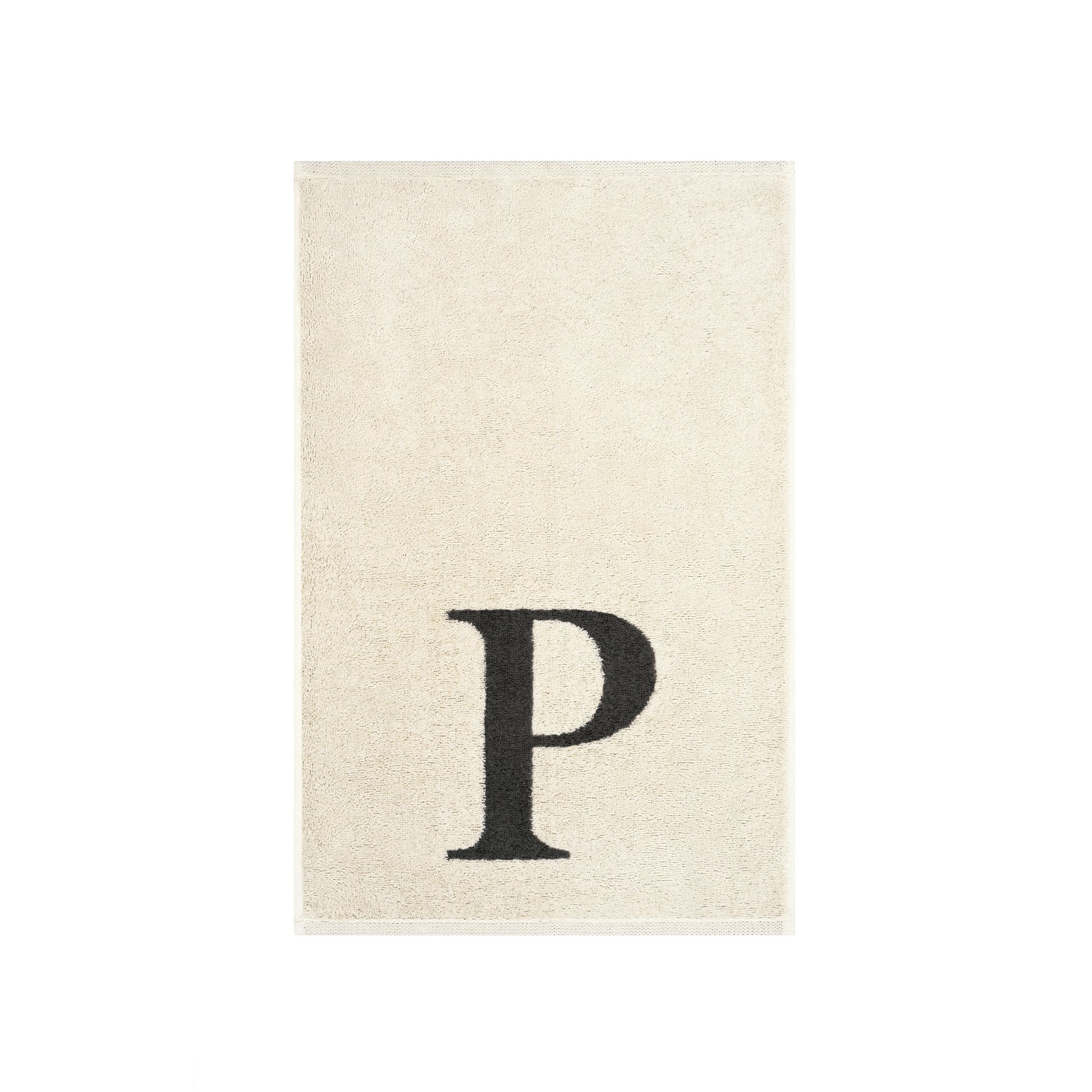 2er Set - Kleines Handtuch mit Buchstabe "P" – Natur / Dunkelgrau