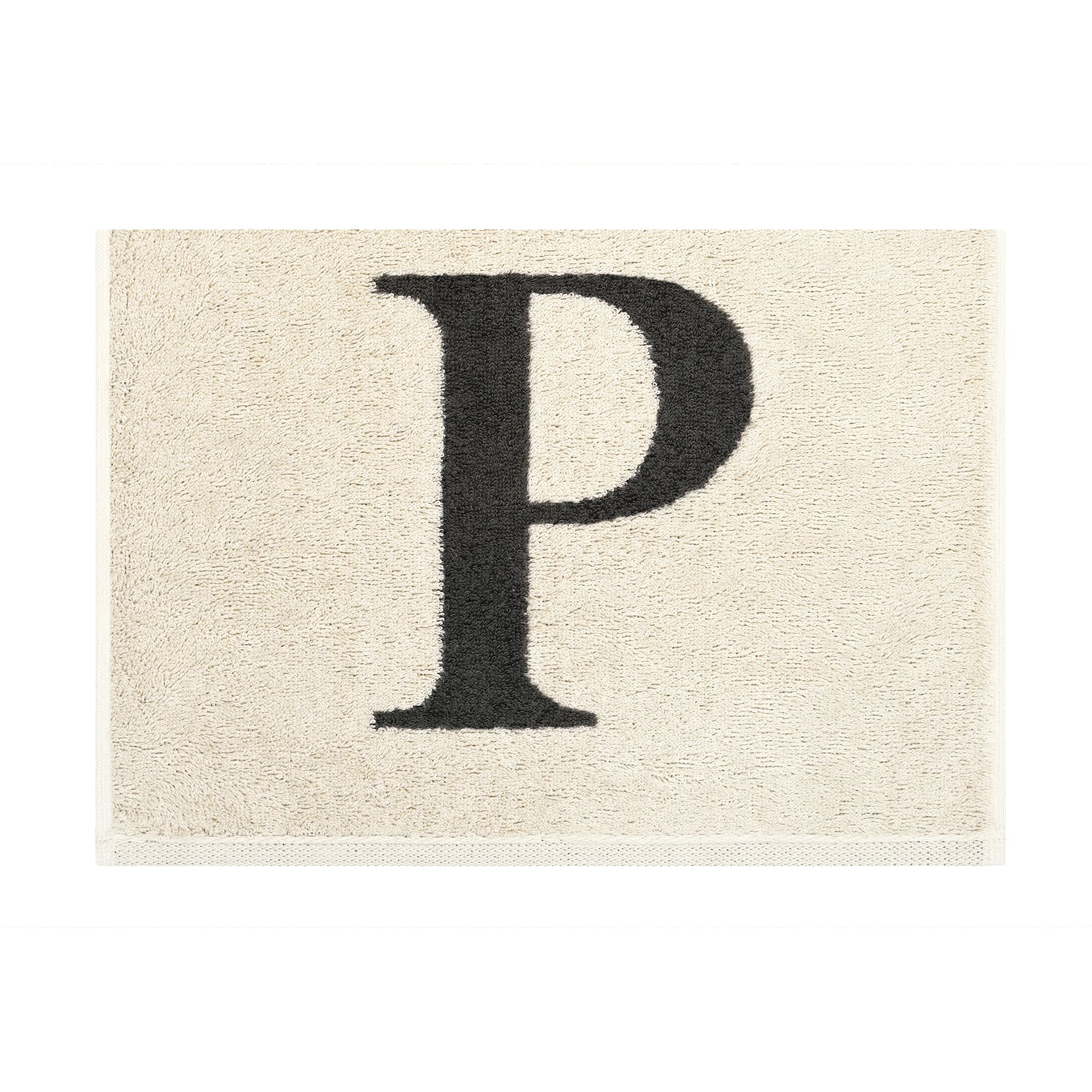 2er Set - Kleines Handtuch mit Buchstabe "P" – Natur / Dunkelgrau
