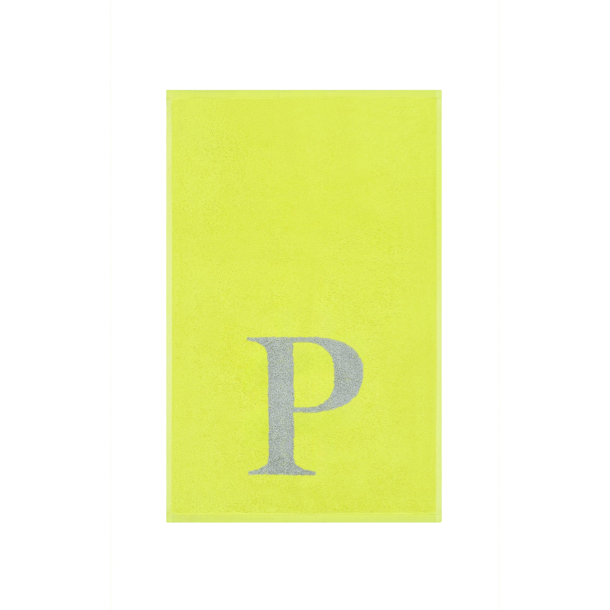 2er Set - Kleines Handtuch mit Buchstabe "P" – Silber / Lime