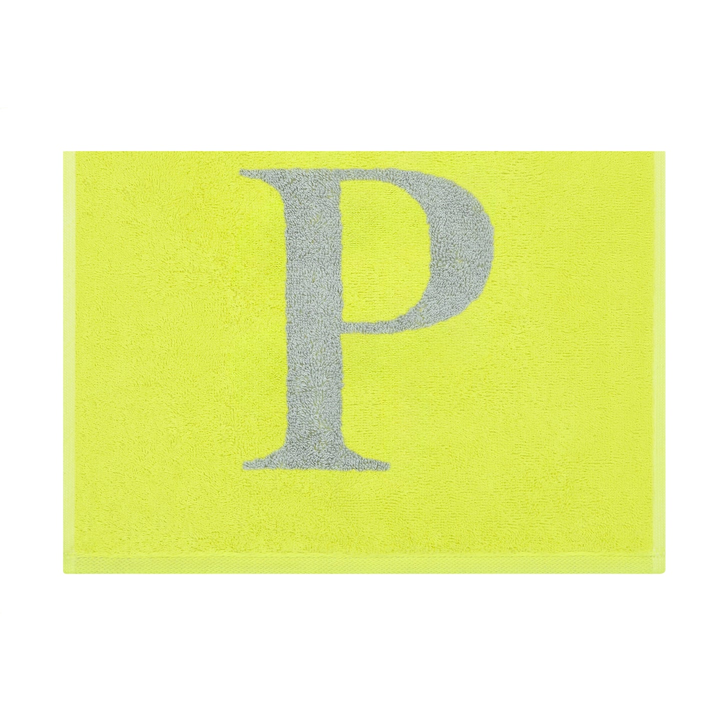 2er Set - Kleines Handtuch mit Buchstabe "P" – Silber / Lime