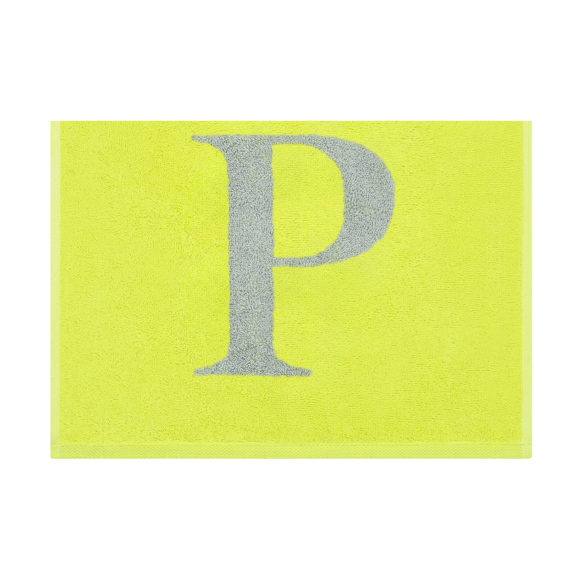 2er Set - Kleines Handtuch mit Buchstabe "P" – Silber / Lime