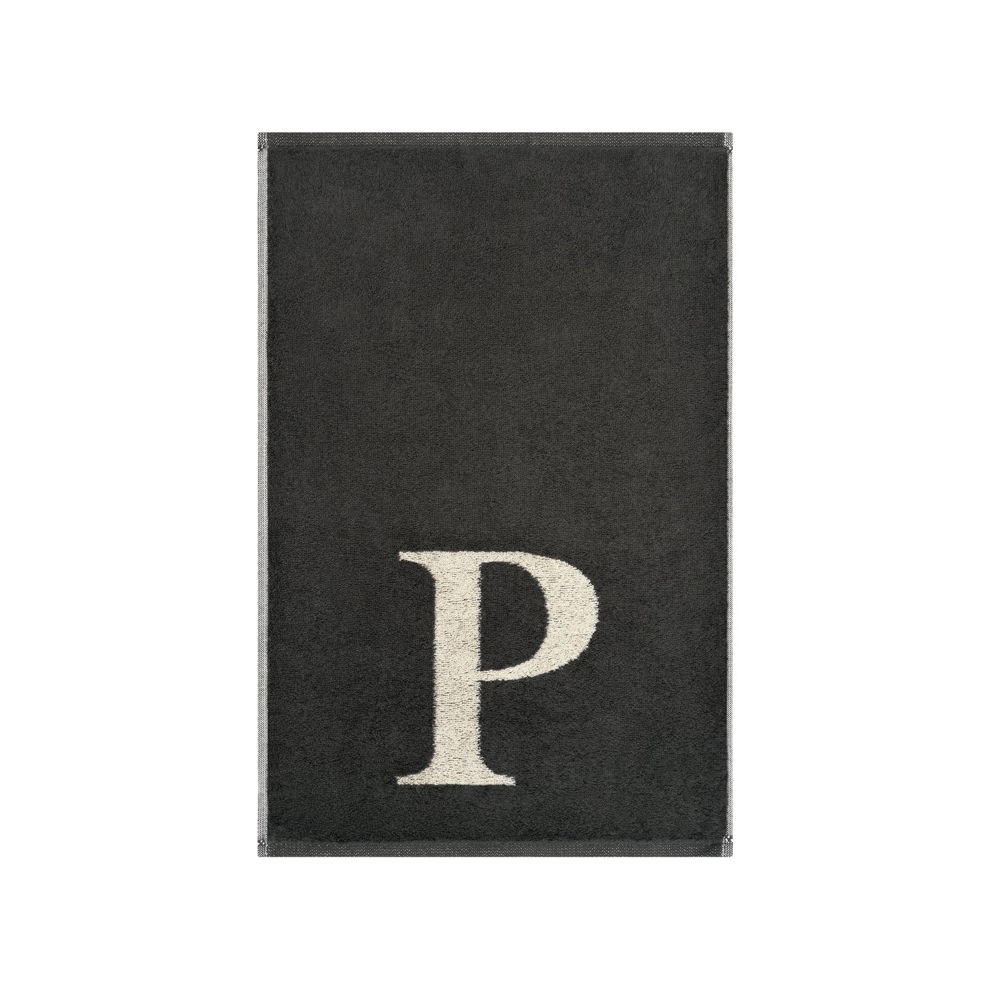 2er Set - Kleines Handtuch mit Buchstabe "P" – Natur / Dunkelgrau