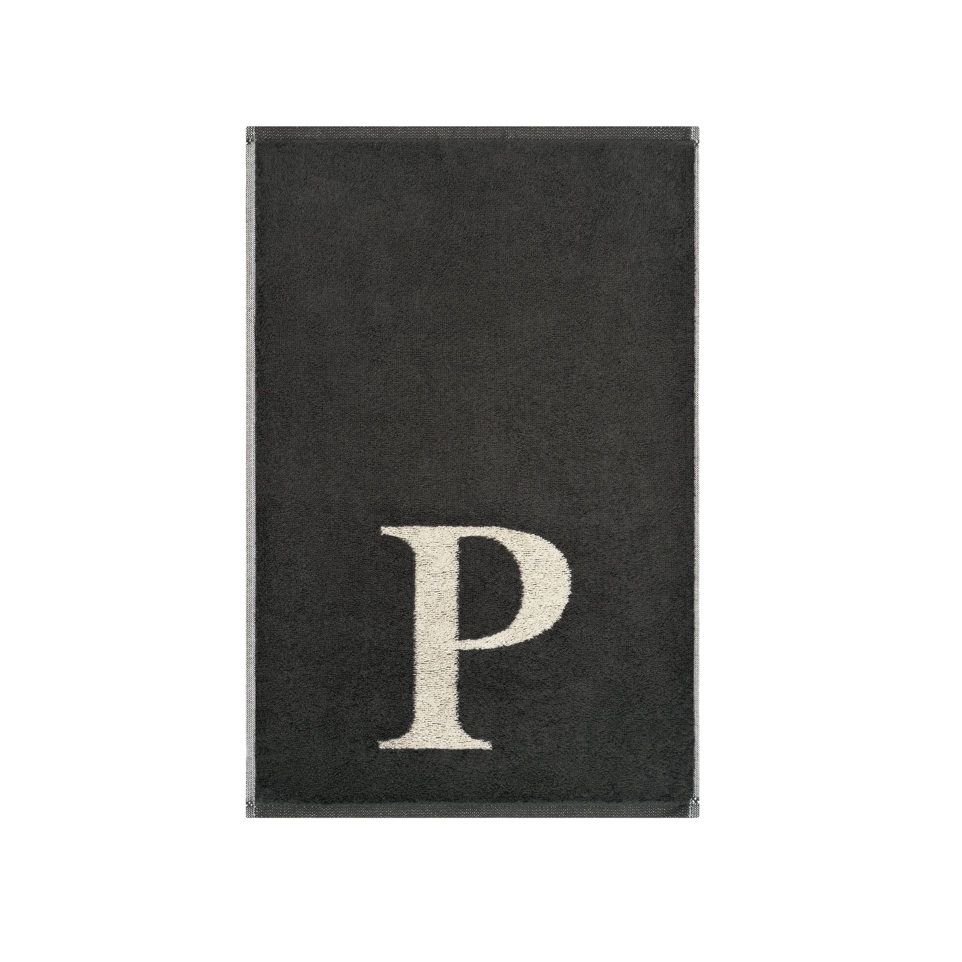 2er Set - Kleines Handtuch mit Buchstabe "P" – Natur / Dunkelgrau