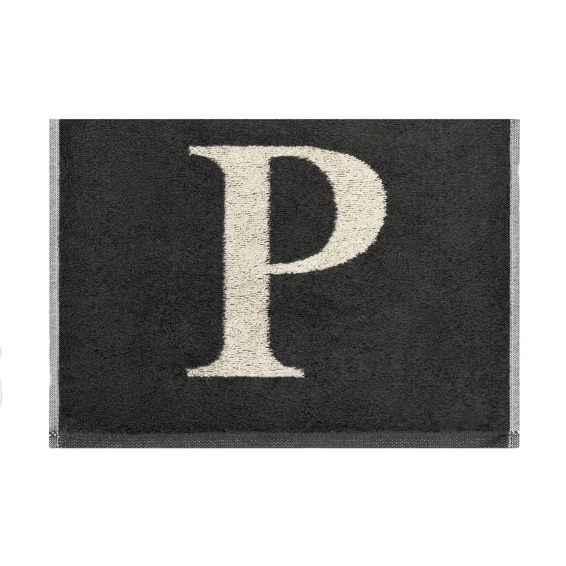 2er Set - Kleines Handtuch mit Buchstabe "P" – Natur / Dunkelgrau