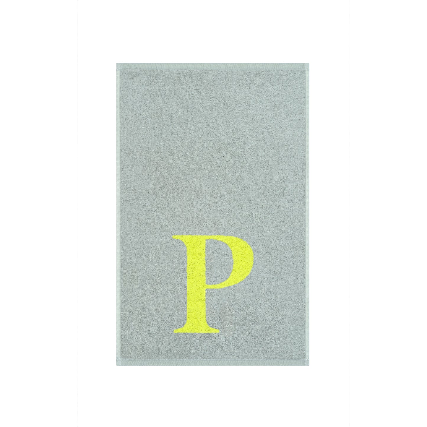 2er Set - Kleines Handtuch mit Buchstabe "P" – Silber / Lime