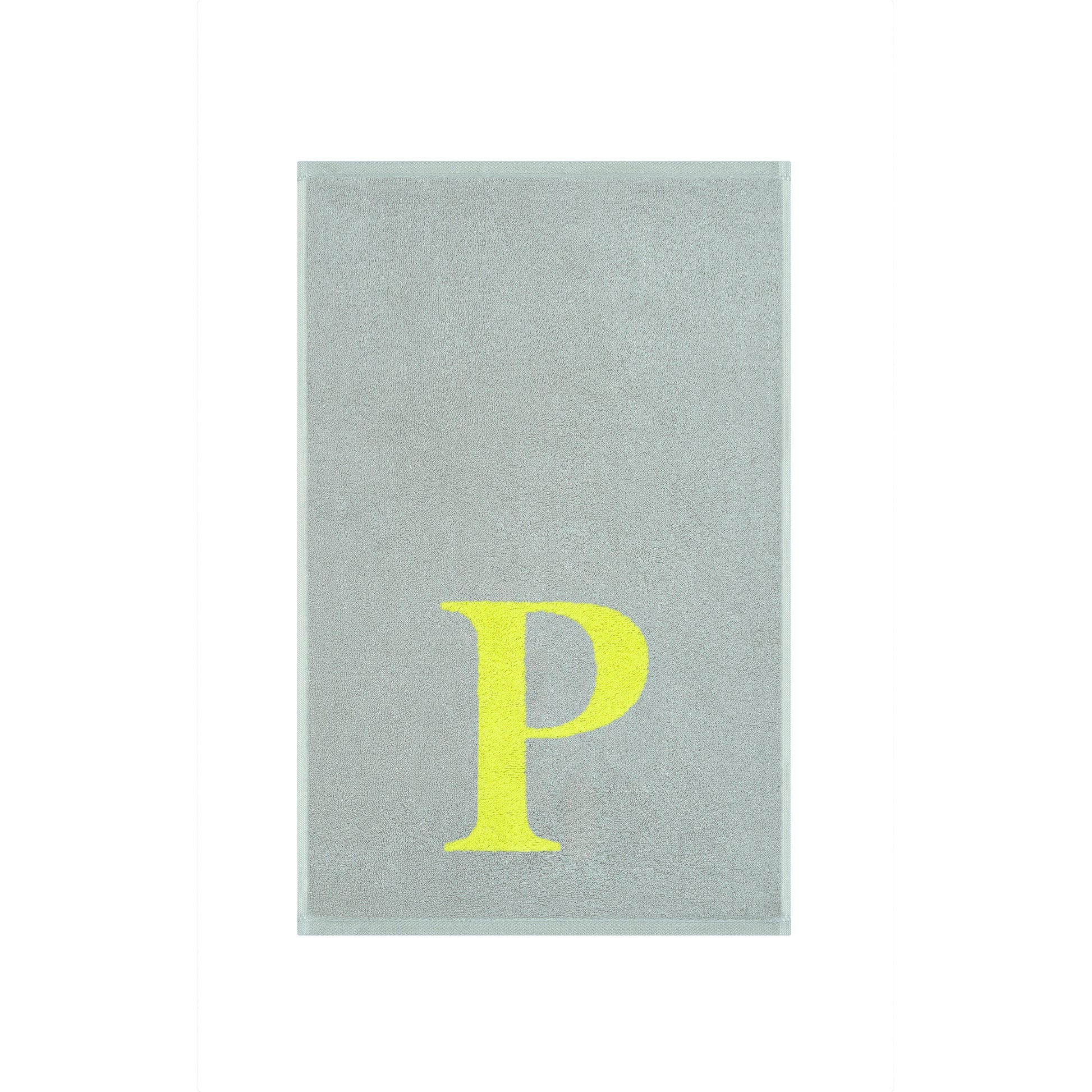 2er Set - Kleines Handtuch mit Buchstabe "P" – Silber / Lime