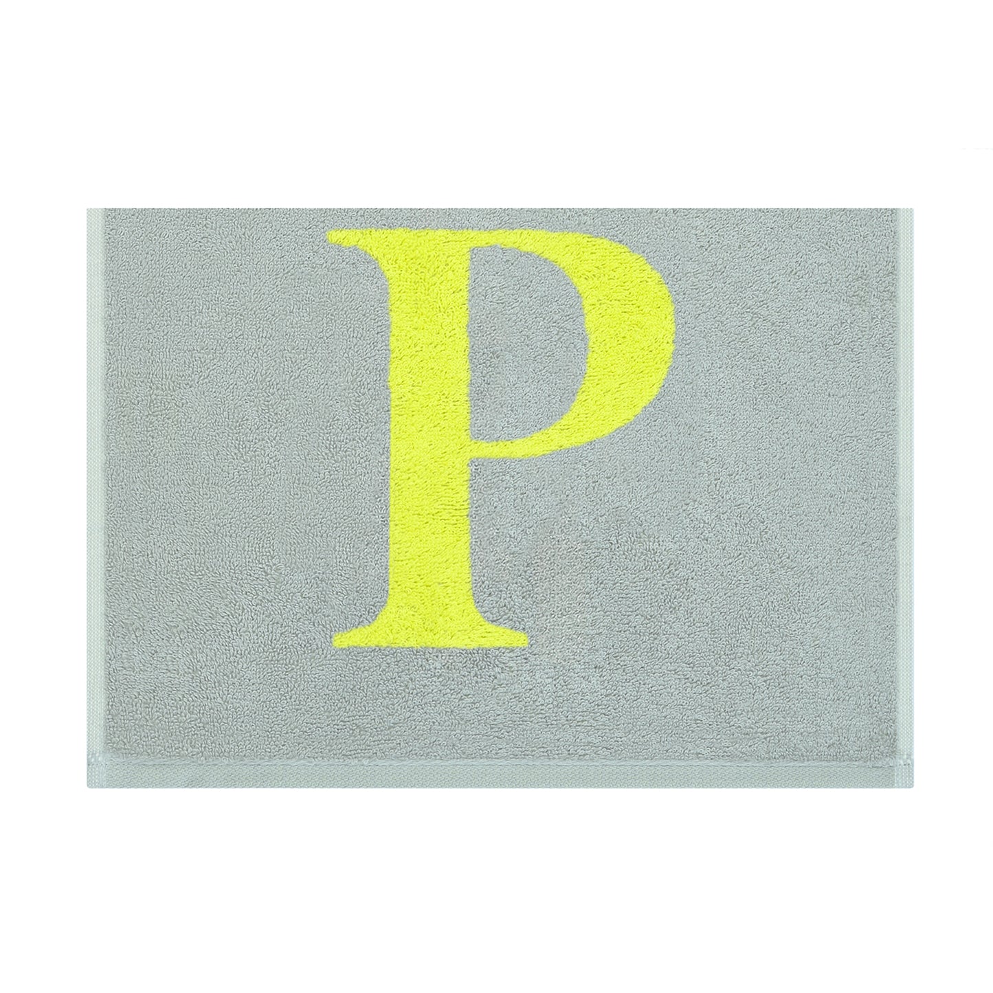2er Set - Kleines Handtuch mit Buchstabe "P" – Silber / Lime