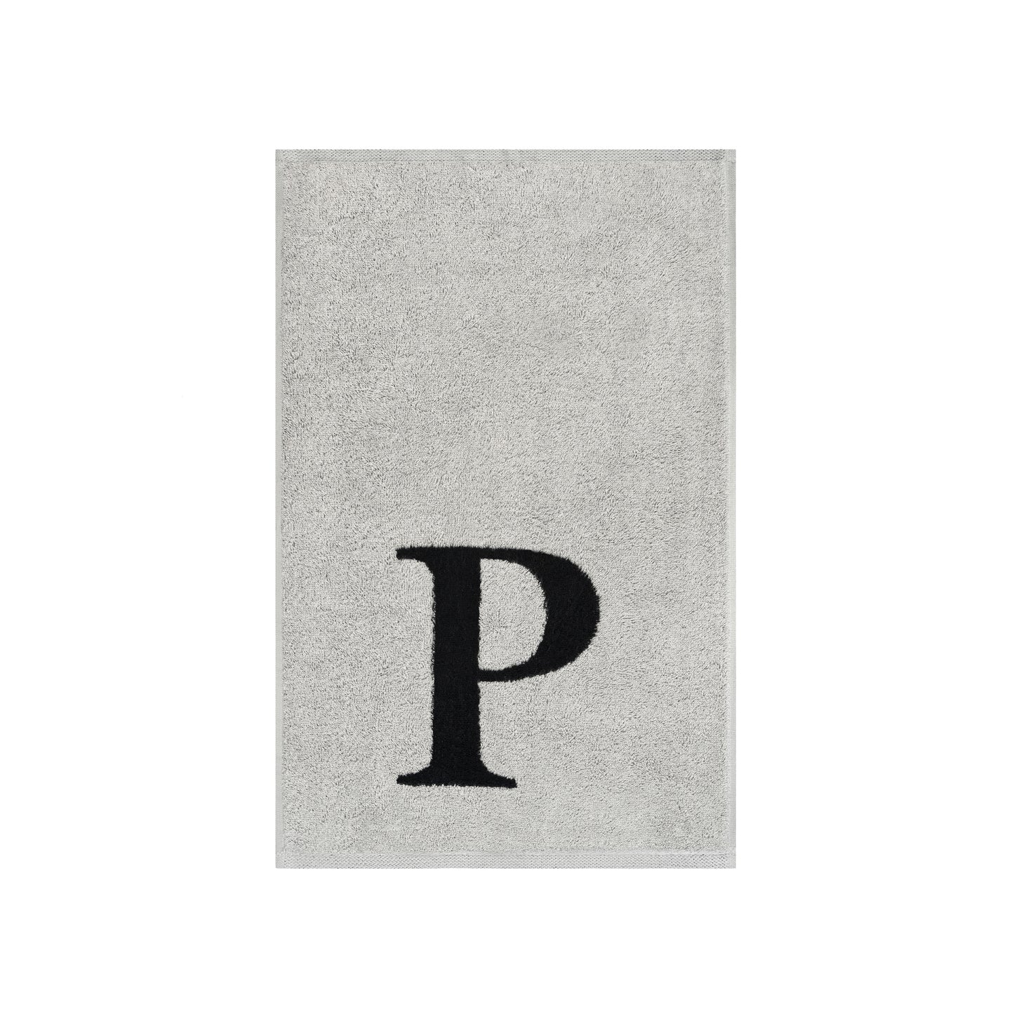 2er Set - Kleines Handtuch mit Buchstabe "P" – Silber / Schwarz