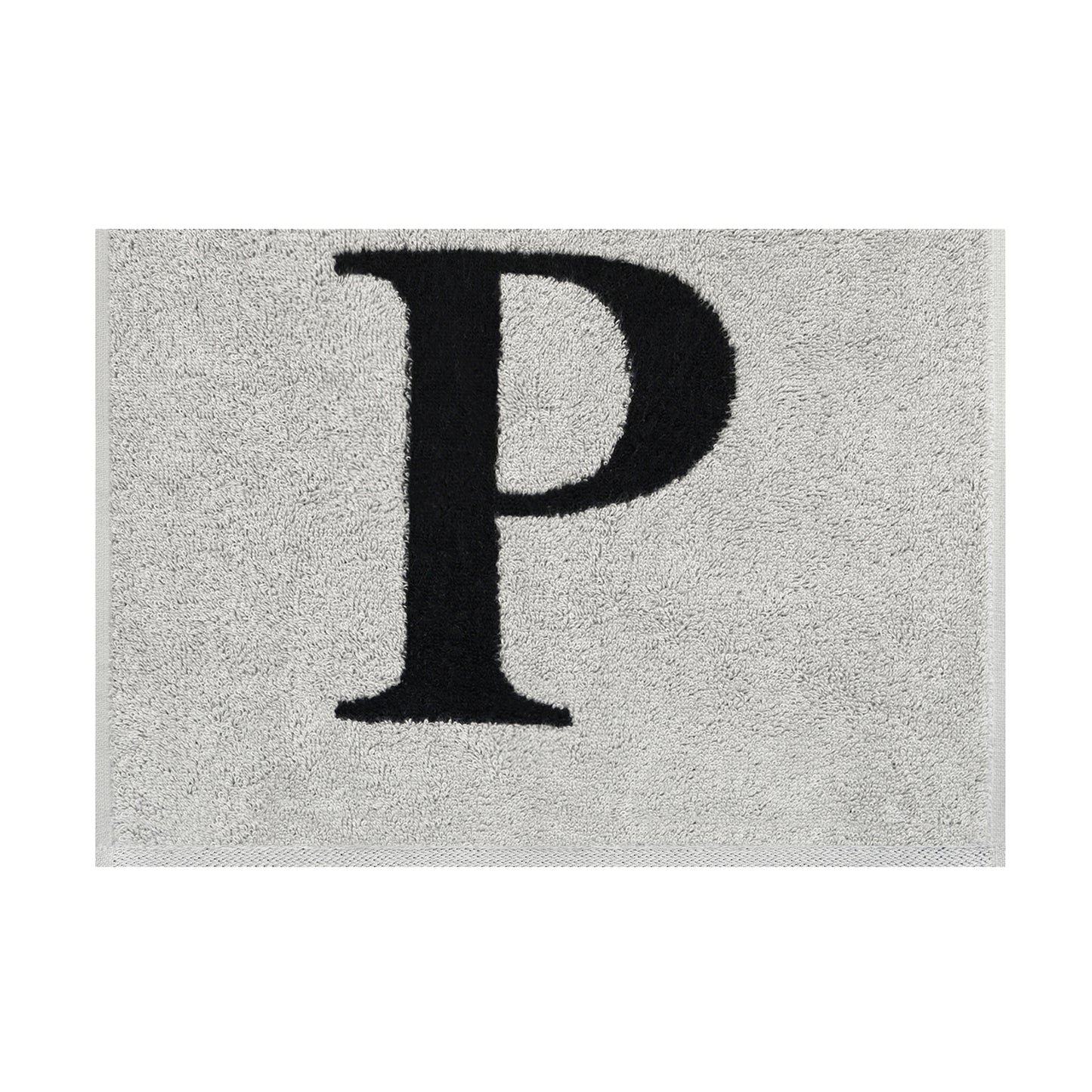 2er Set - Kleines Handtuch mit Buchstabe "P" – Silber / Schwarz