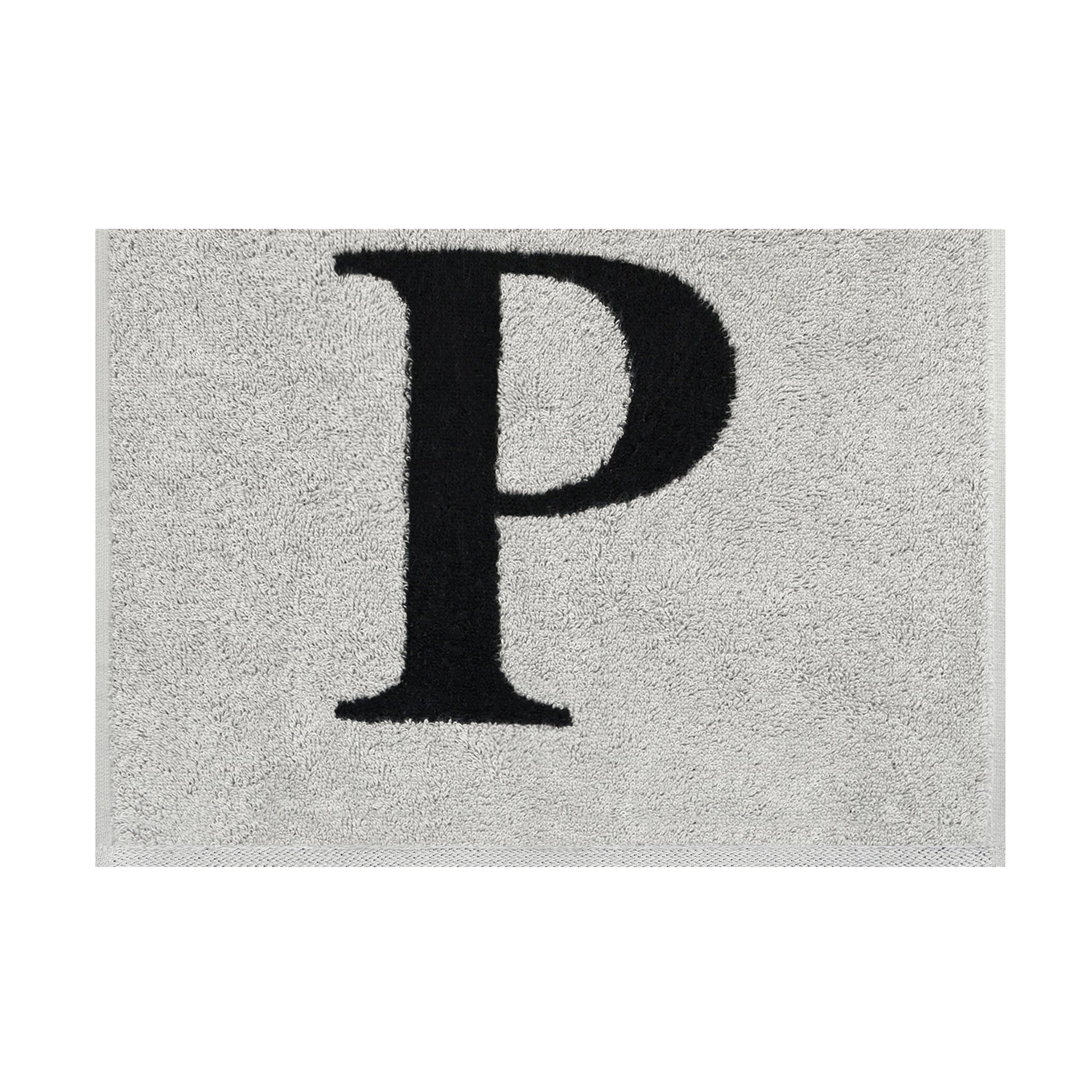 2er Set - Kleines Handtuch mit Buchstabe "P" – Silber / Schwarz