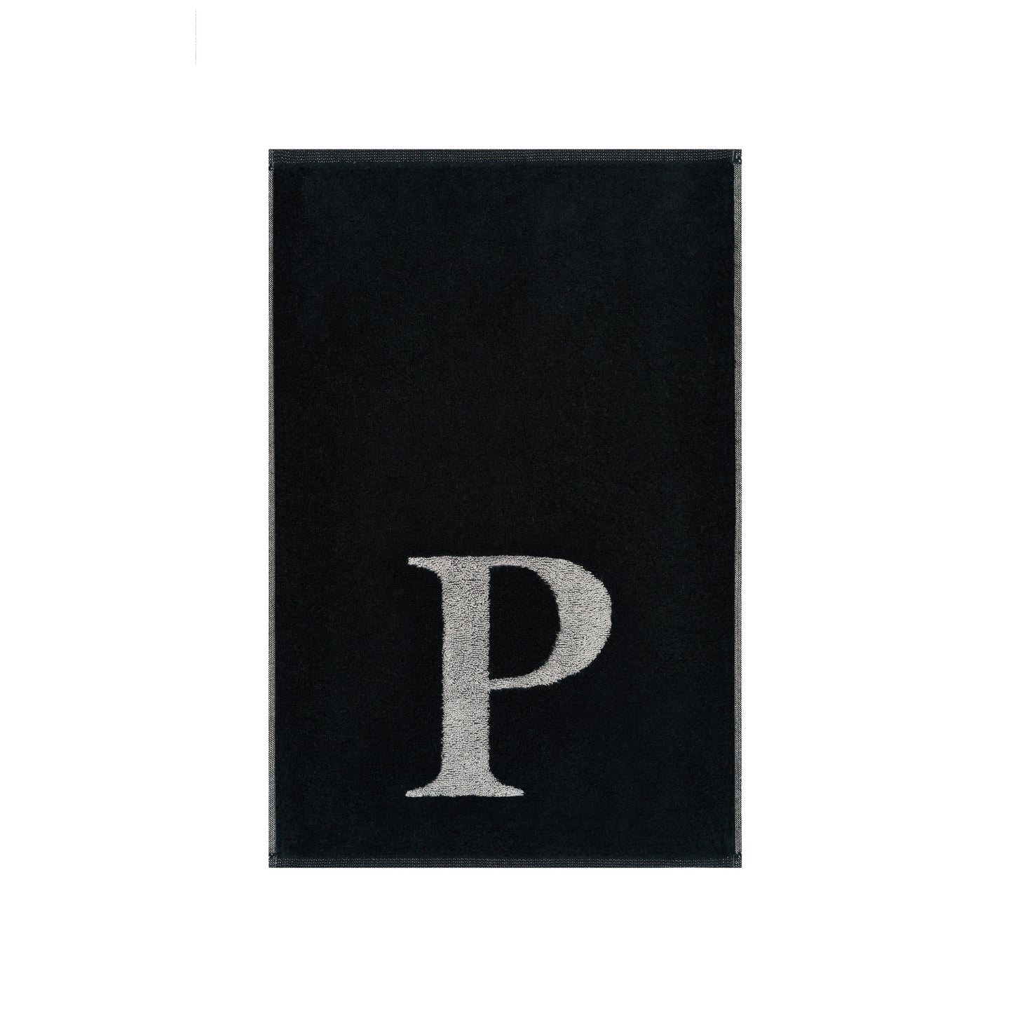 2er Set - Kleines Handtuch mit Buchstabe "P" – Silber / Schwarz