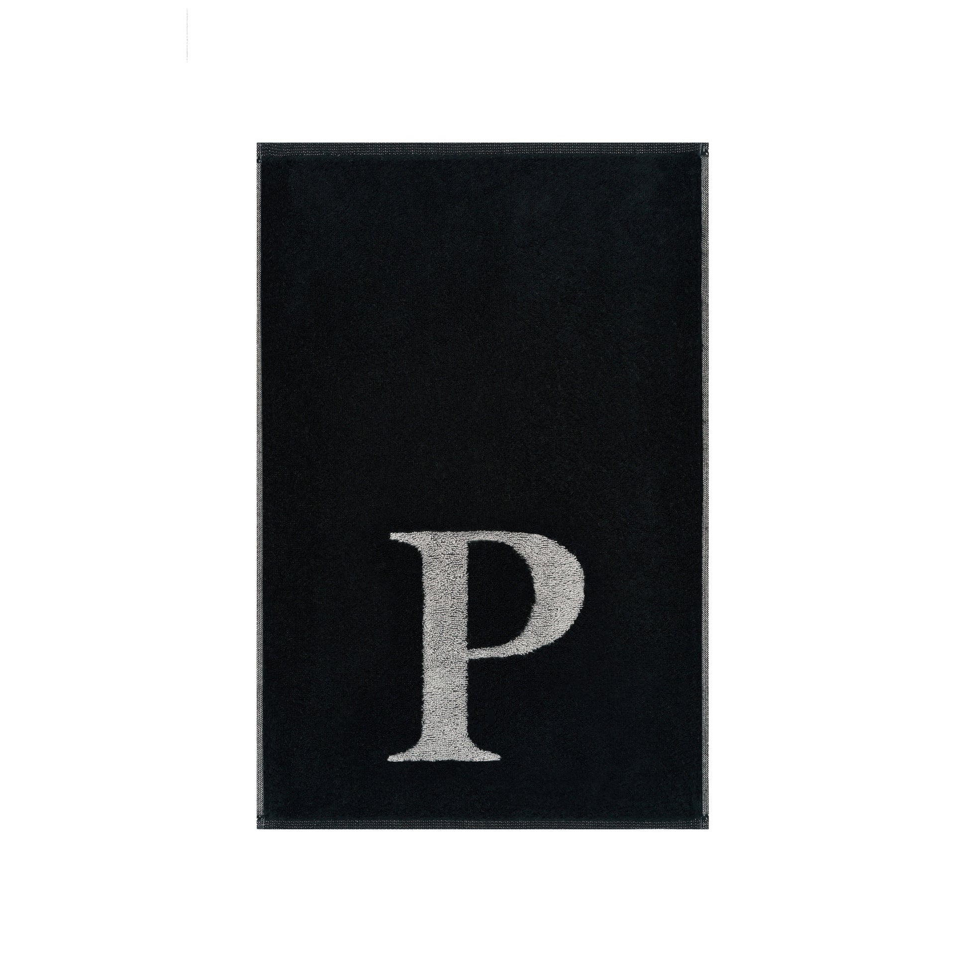 2er Set - Kleines Handtuch mit Buchstabe "P" – Silber / Schwarz