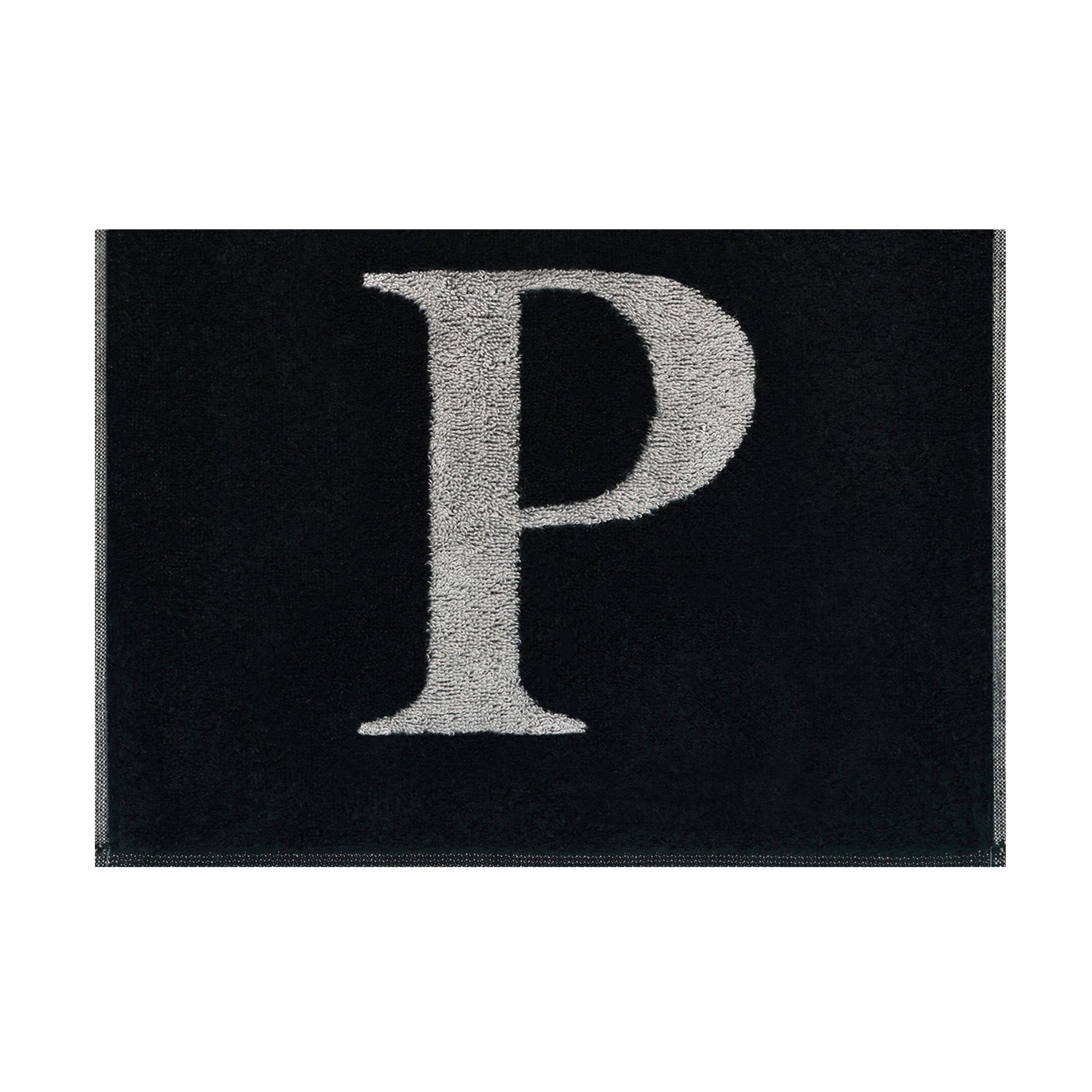 2er Set - Kleines Handtuch mit Buchstabe "P" – Silber / Schwarz