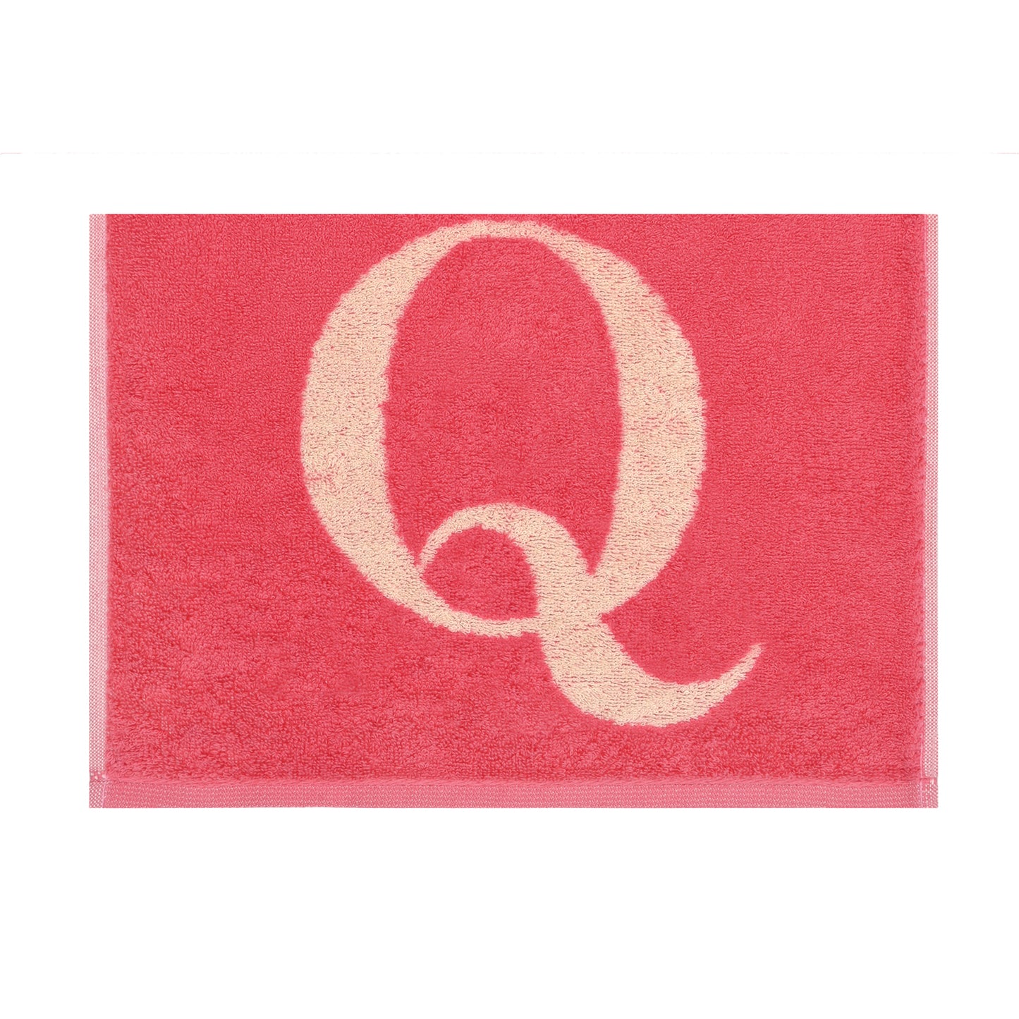 2er Set - Kleines Handtuch mit Buchstabe "Q" – Natur / Pink / Orange