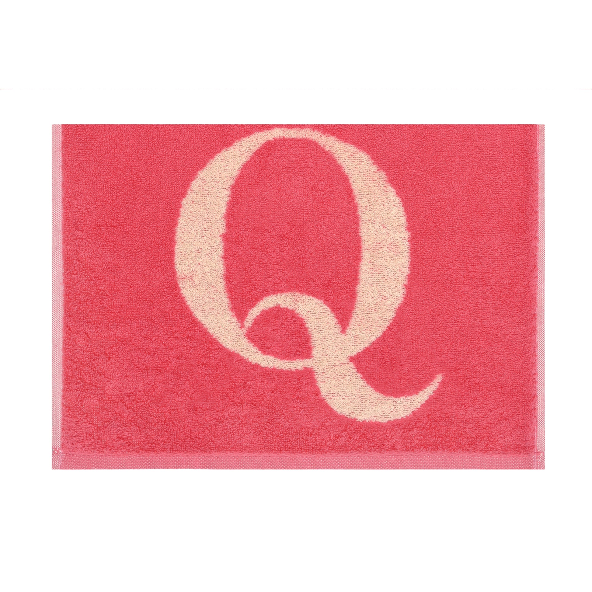 2er Set - Kleines Handtuch mit Buchstabe "Q" – Natur / Pink / Orange