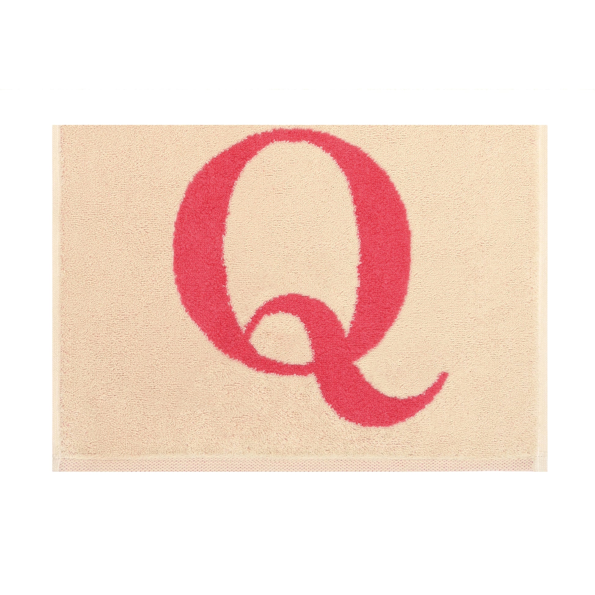 2er Set - Kleines Handtuch mit Buchstabe "Q" – Natur / Pink / Orange