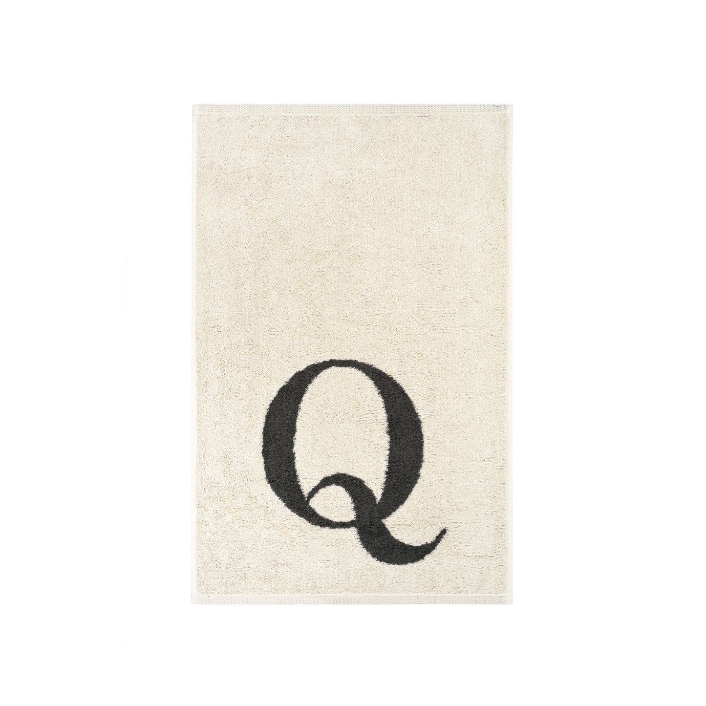 2er Set - Kleines Handtuch mit Buchstabe "Q" – Natur / Dunkelgrau