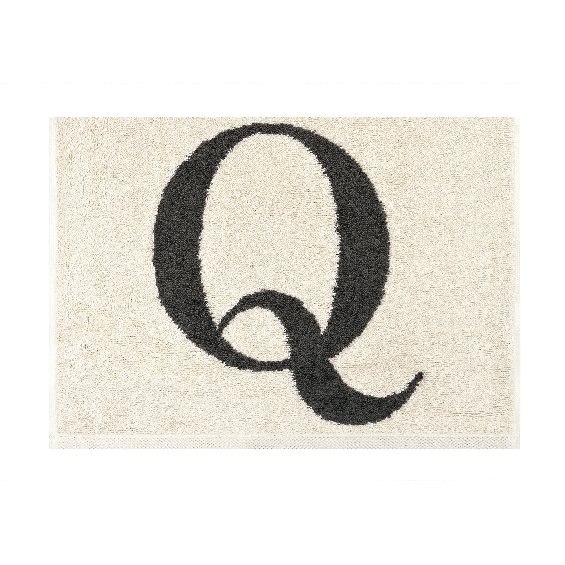 2er Set - Kleines Handtuch mit Buchstabe "Q" – Natur / Dunkelgrau