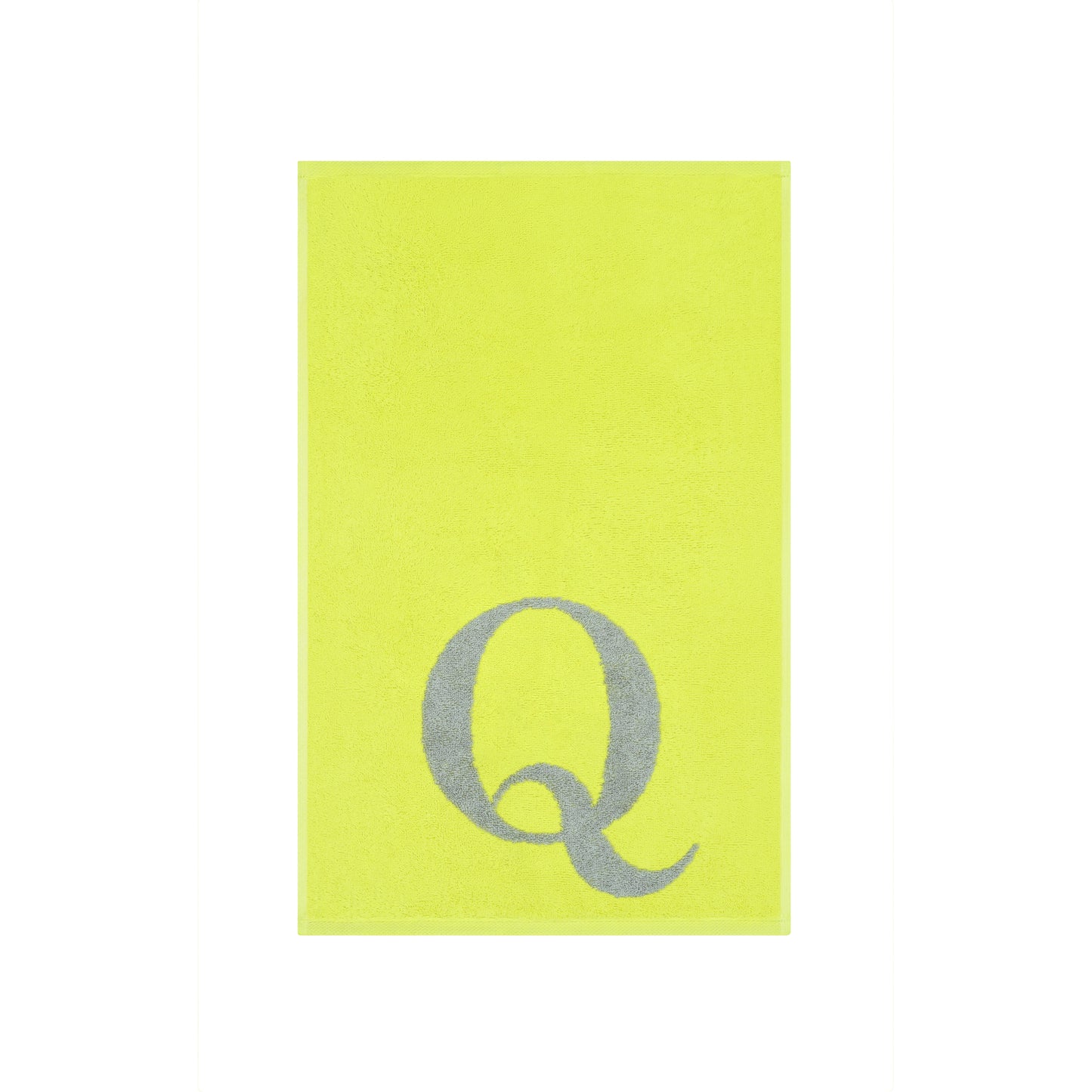 2er Set - Kleines Handtuch mit Buchstabe "Q" – Silber / Lime