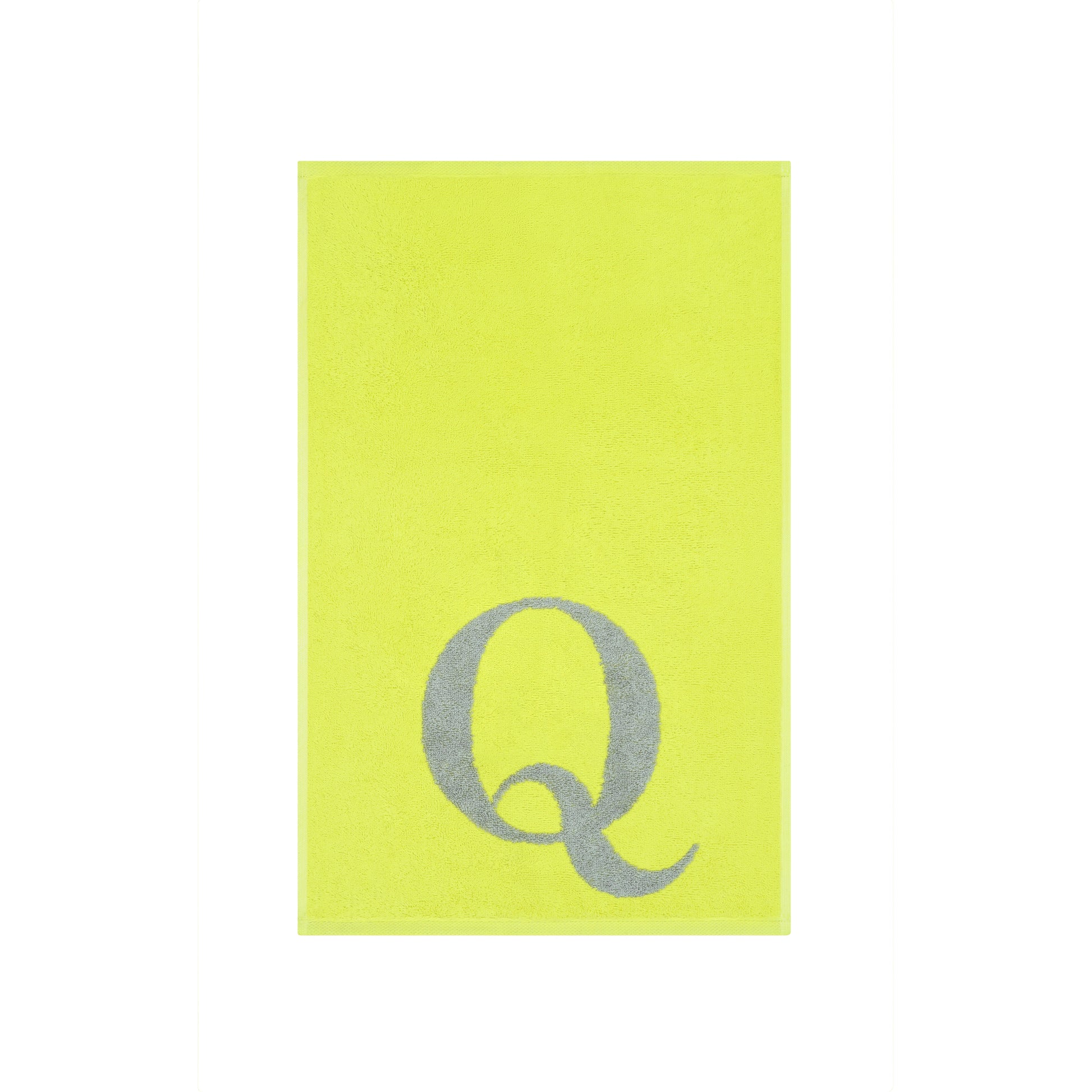 2er Set - Kleines Handtuch mit Buchstabe "Q" – Silber / Lime
